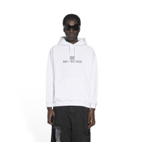 BALENCIAGA Men's Bb Pixel Medium Fit Hoodie in White