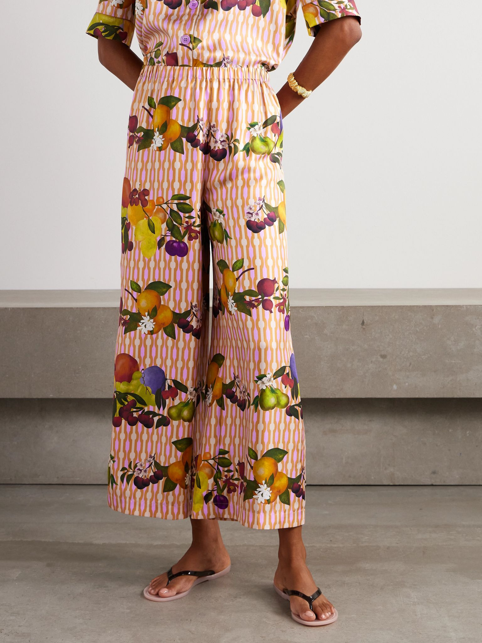 Cannelle printed silk-twill wide-leg pants Multi - 3