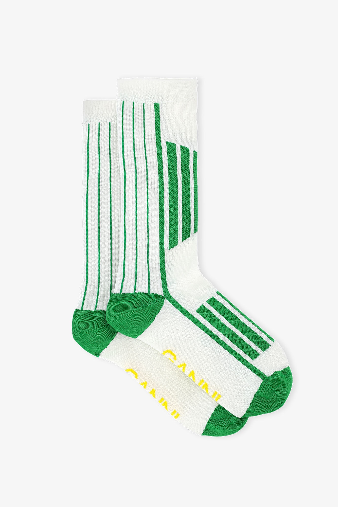 WHITE/GREEN SPORTY SOCKS - 1
