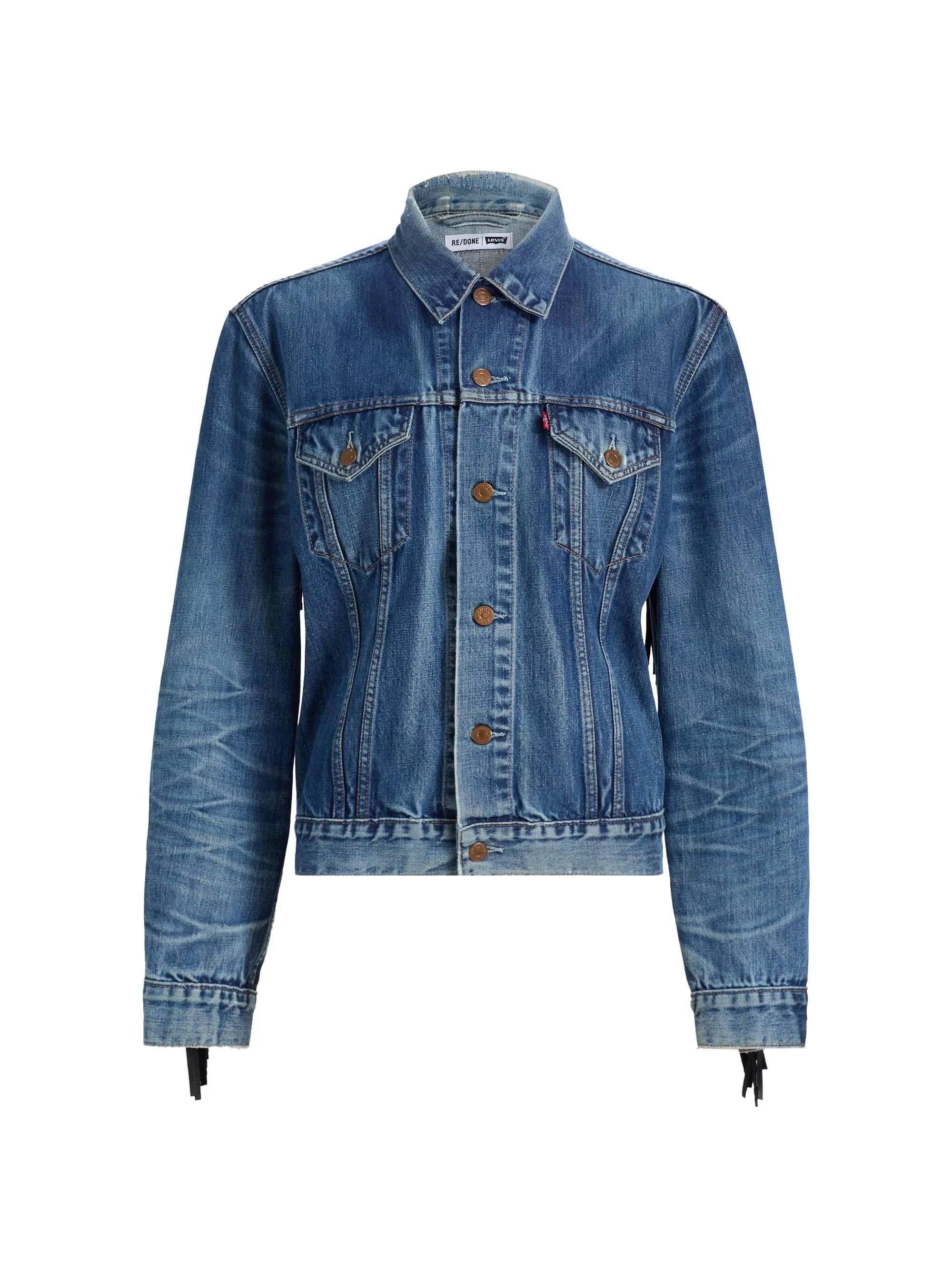 Women's x Levi's Fringe-Trim Denim Trucker Jacket - Indigo - 1
