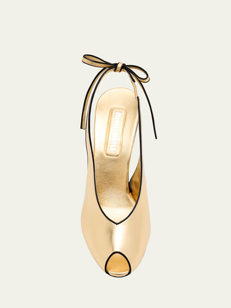 Miu Miu Metallic Peep-Toe Slingback Pumps outlook