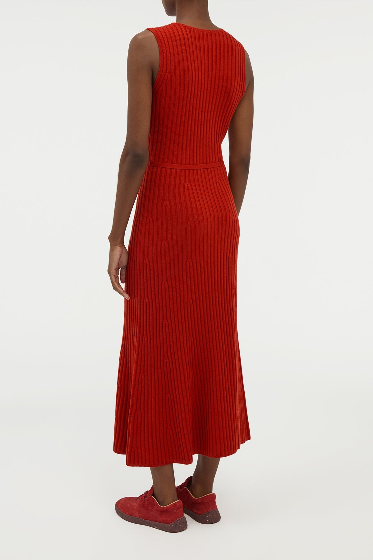 Meier Knit Midi Dress in Antelope Orange Merino Wool Cashmere - 4
