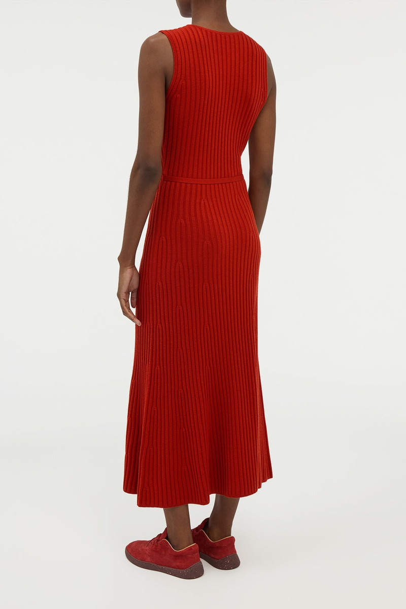 Meier Knit Midi Dress in Antelope Orange Merino Wool Cashmere 4