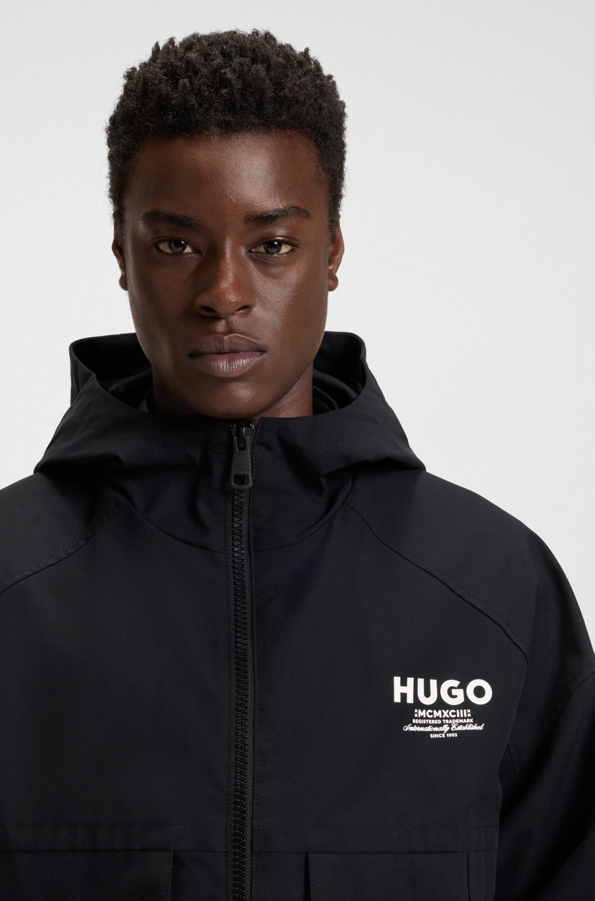 WATER-REPELLENT HOODED JACKET WITH LOGO PRINTS - 5