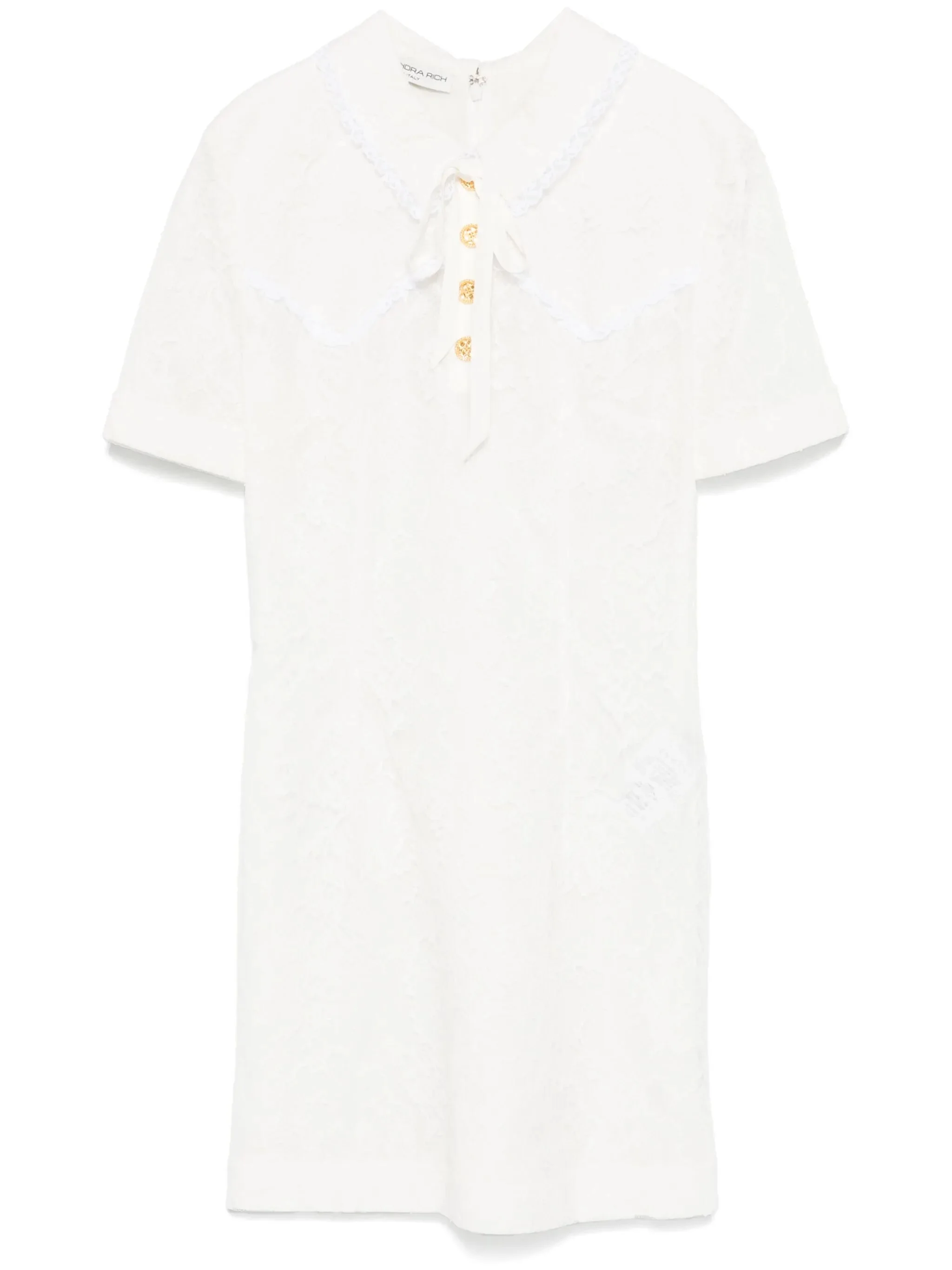 bow-detailing lace mini dress - 1