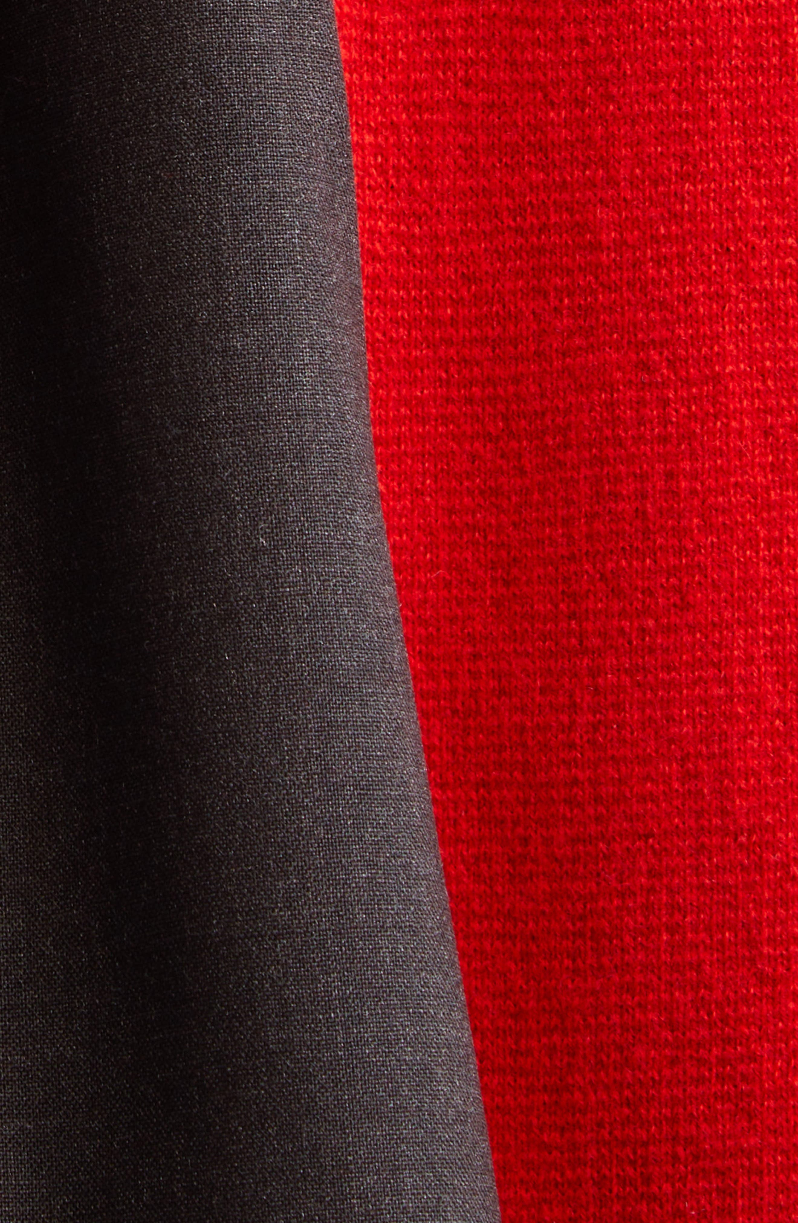 Sacai Mixed Media Long Sleeve Wool Suiting & Knit Sweater Dress in Red/Brown at Nordstrom - 6