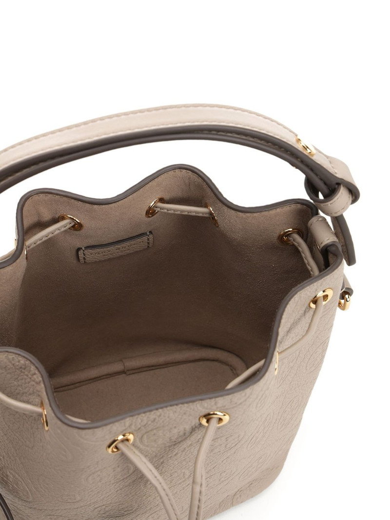 embossed-crest leather mini bucket bag 4