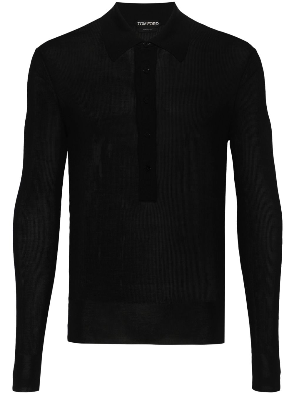 fine-ribbed silk polo shirt - 1