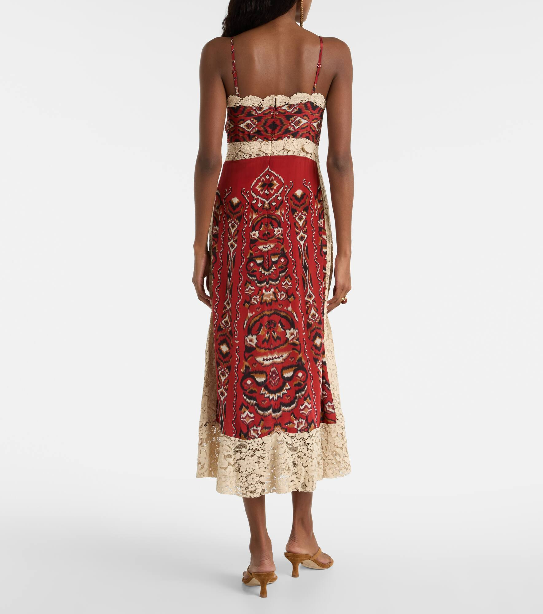Ainika Pineapple Ikat lace-trimmed midi dress - 3
