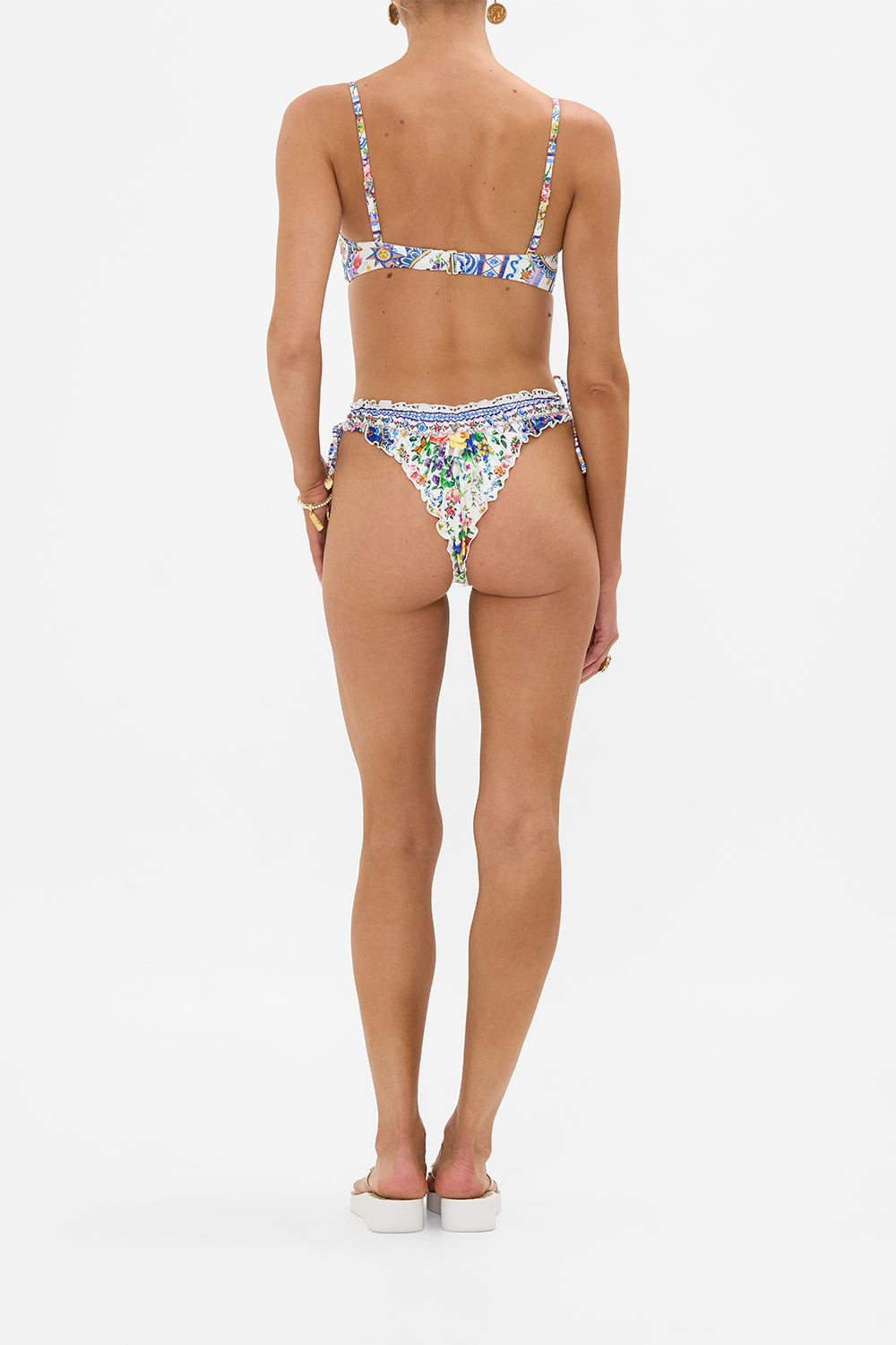 RUCHED SKIMPY BIKINI BOTTOM WITH TIE SIDES - 3