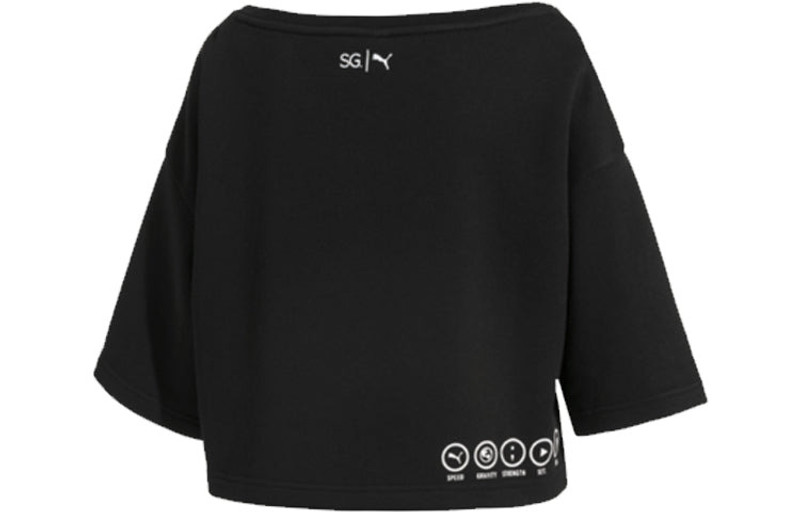 PUMA (WMNS) PUMA Printing Round-neck Sweatshirt Black 579782-03 outlook