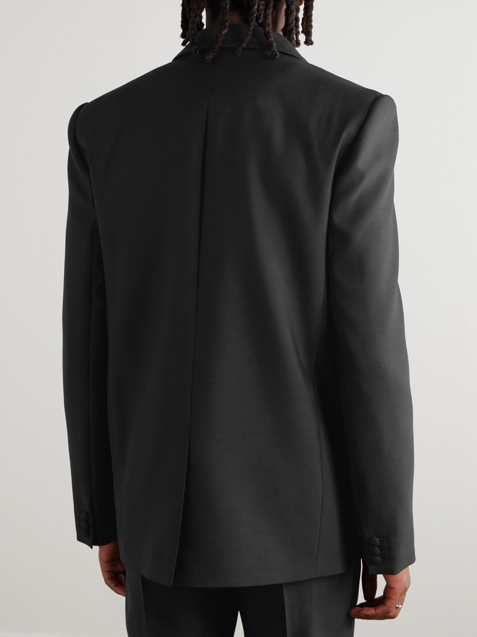 Slim-Fit Shawl-Lapel Wool and Silk-Blend Tuxedo Jacket Black - 3