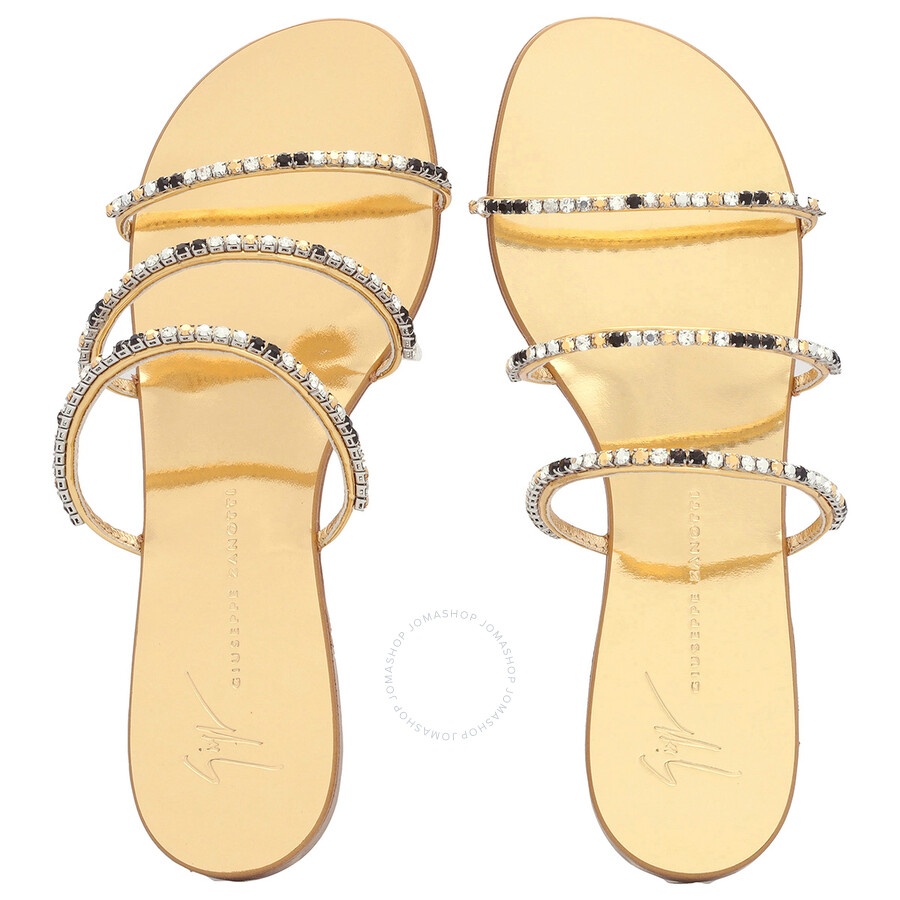 Giuseppe Zanotti Ladies Gold Dark Colorful Rhinestone-Embellished Sandals - 3