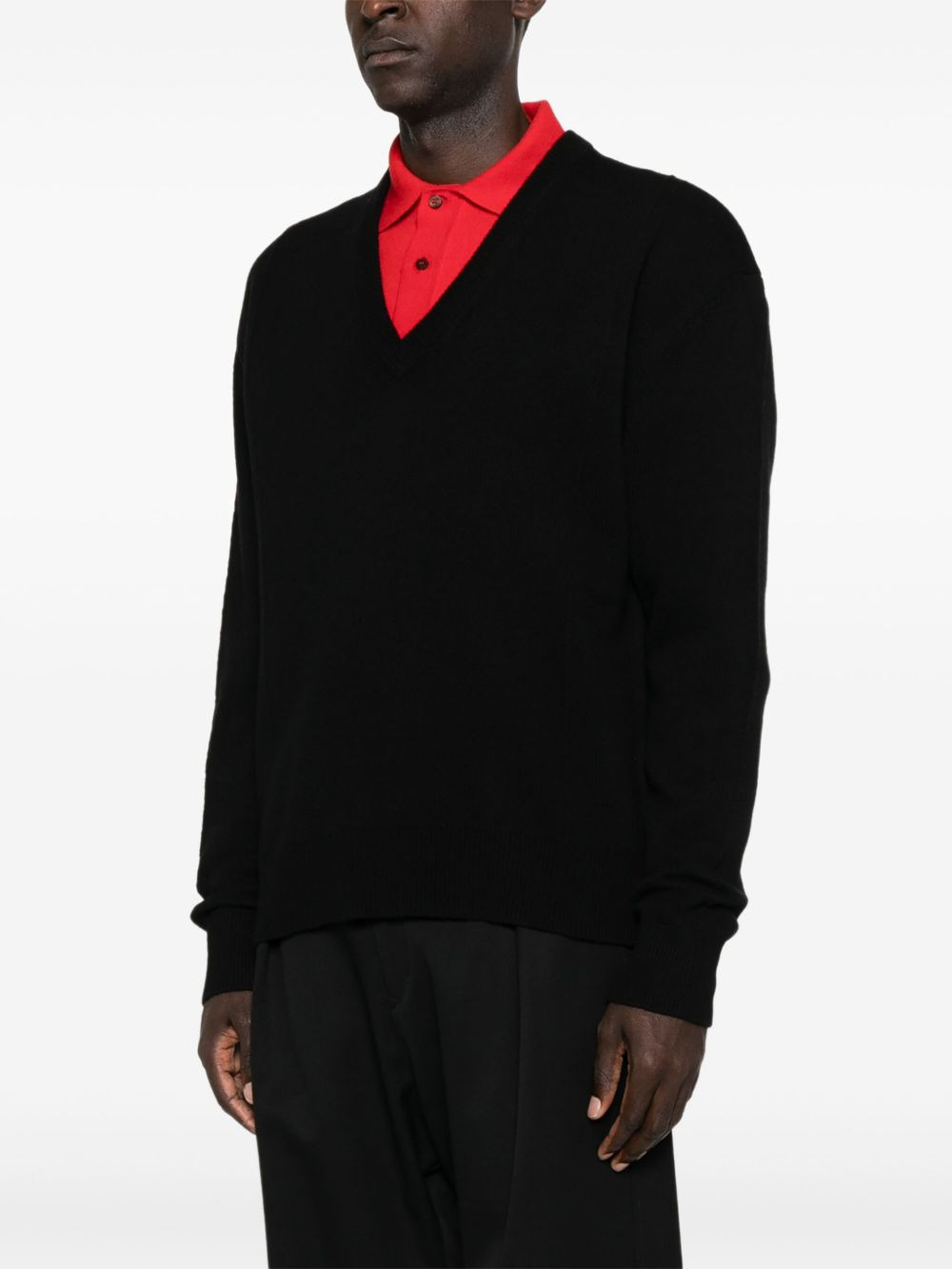 V-neck cashmere sweater - 3