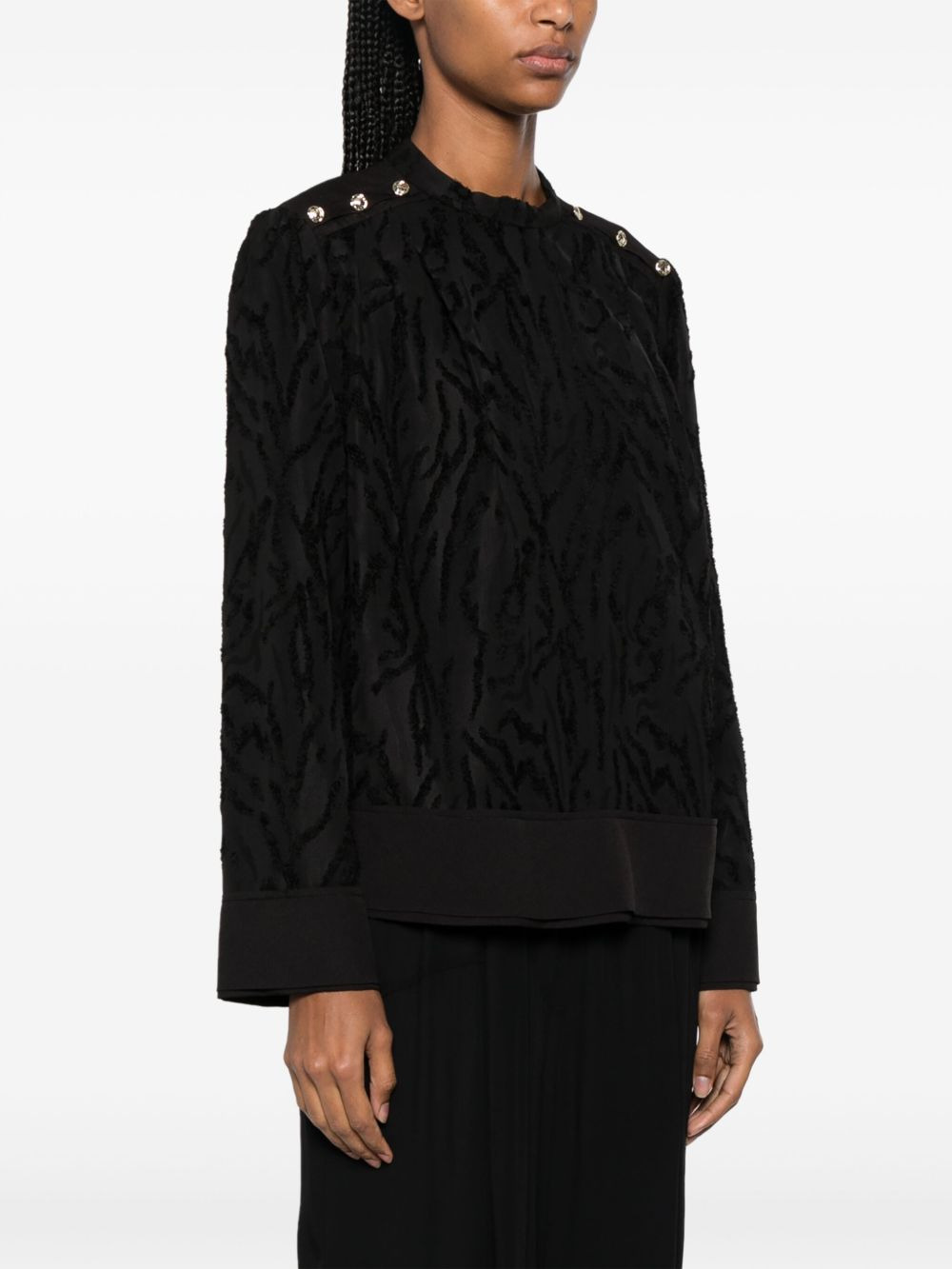 Shadow Vines mock-neck jacquard blouse - 3