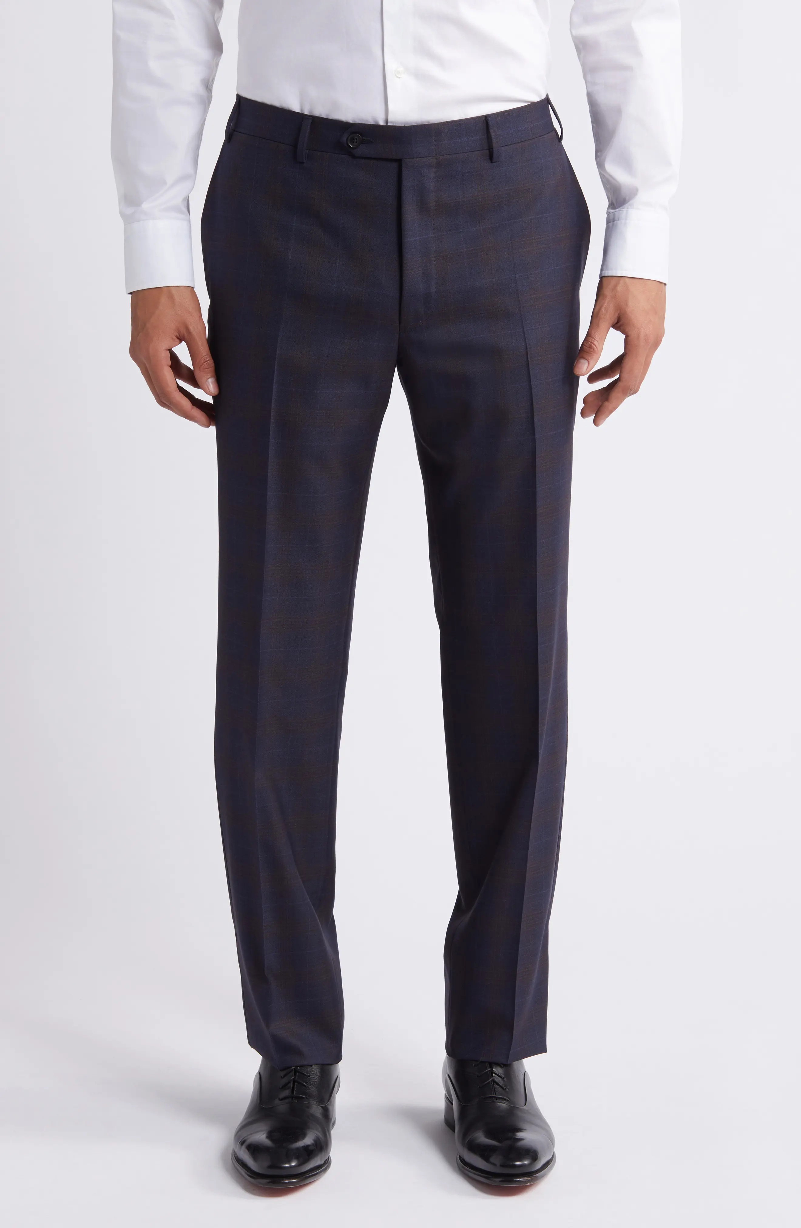 Regular Fit Plaid Wool Suit - 6