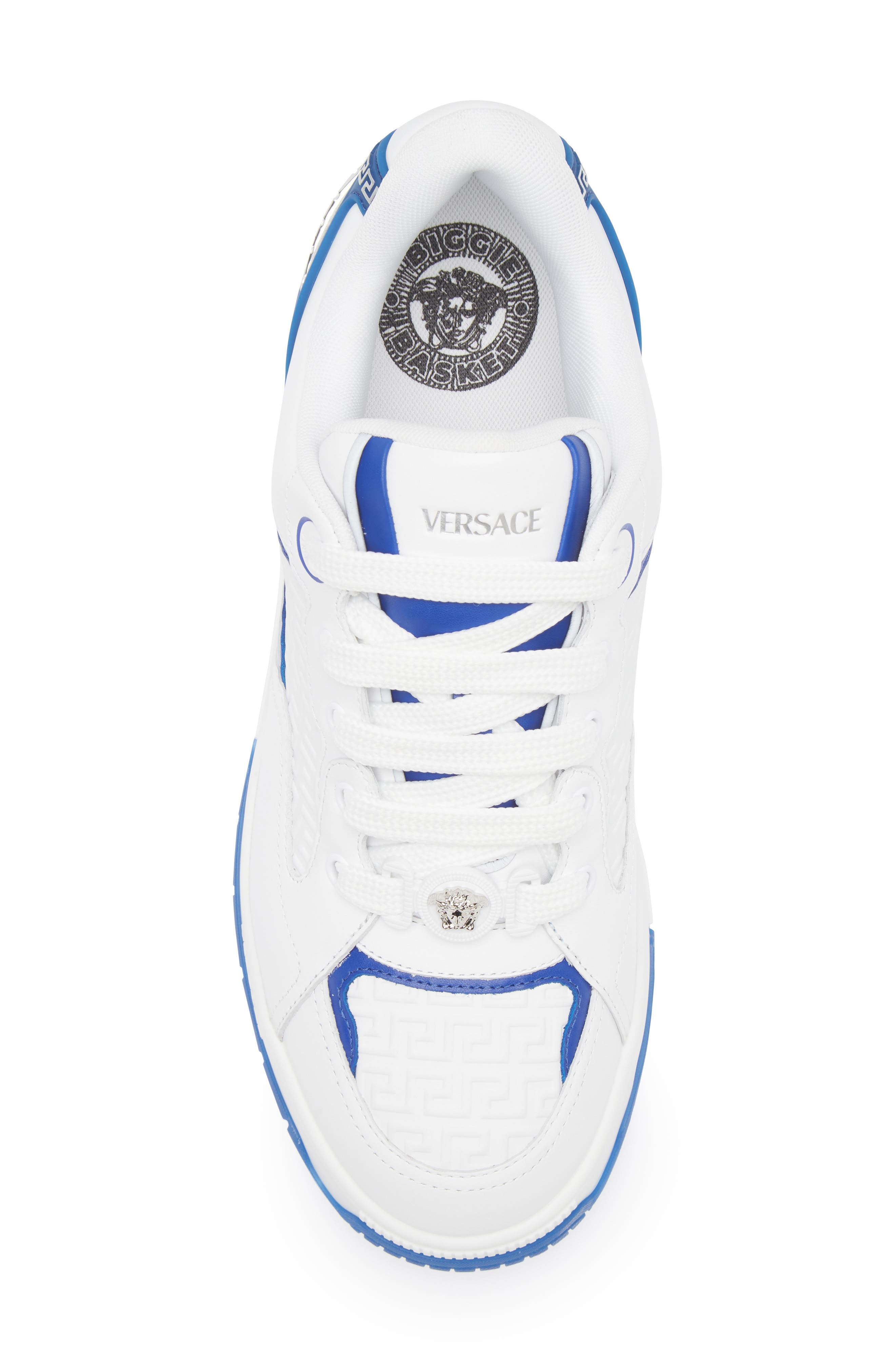 Versace Logo Sneaker in White Royal Blue at Nordstrom - 5