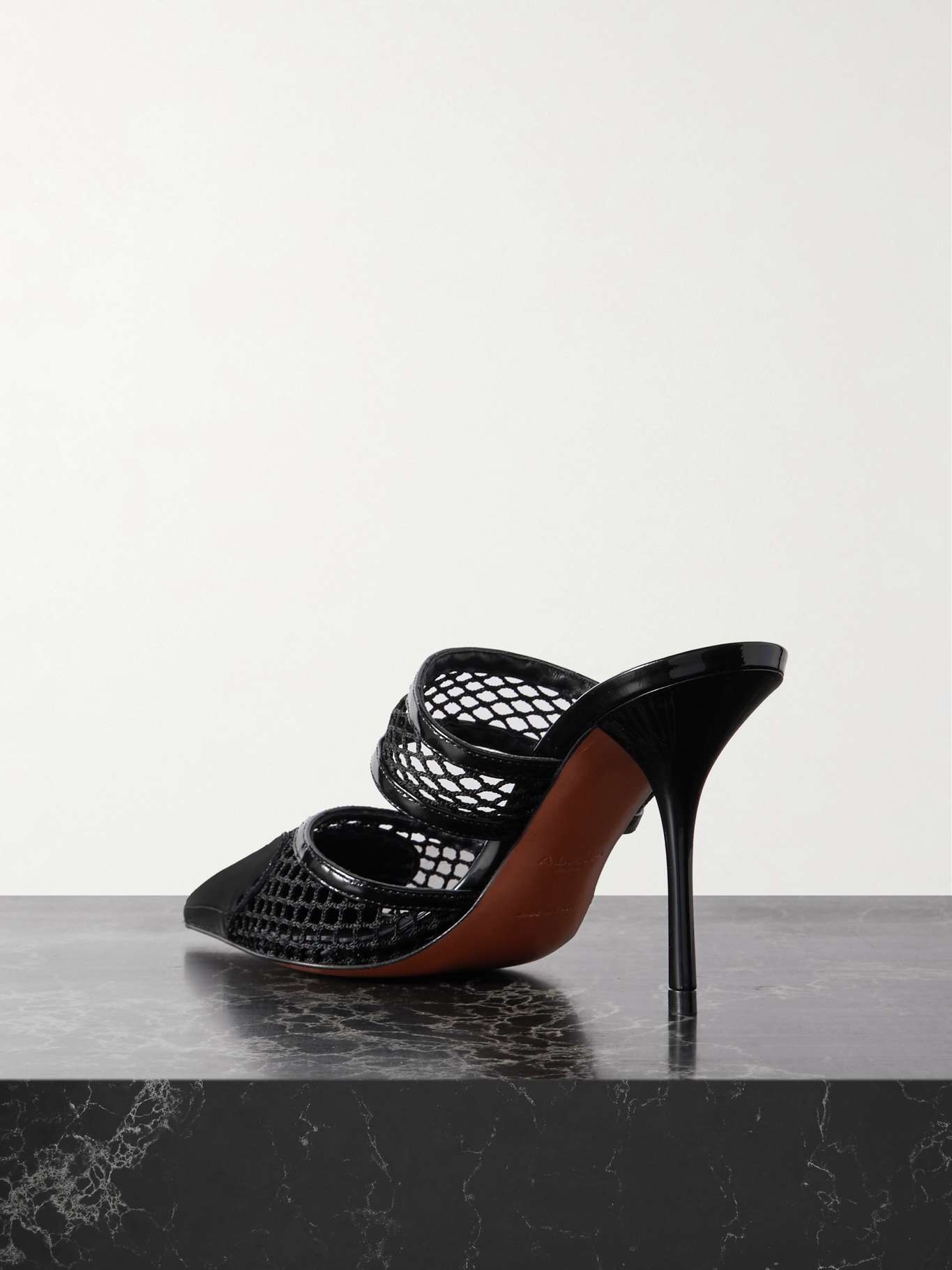 La Coeur 90 mesh and patent-leather mules - 3