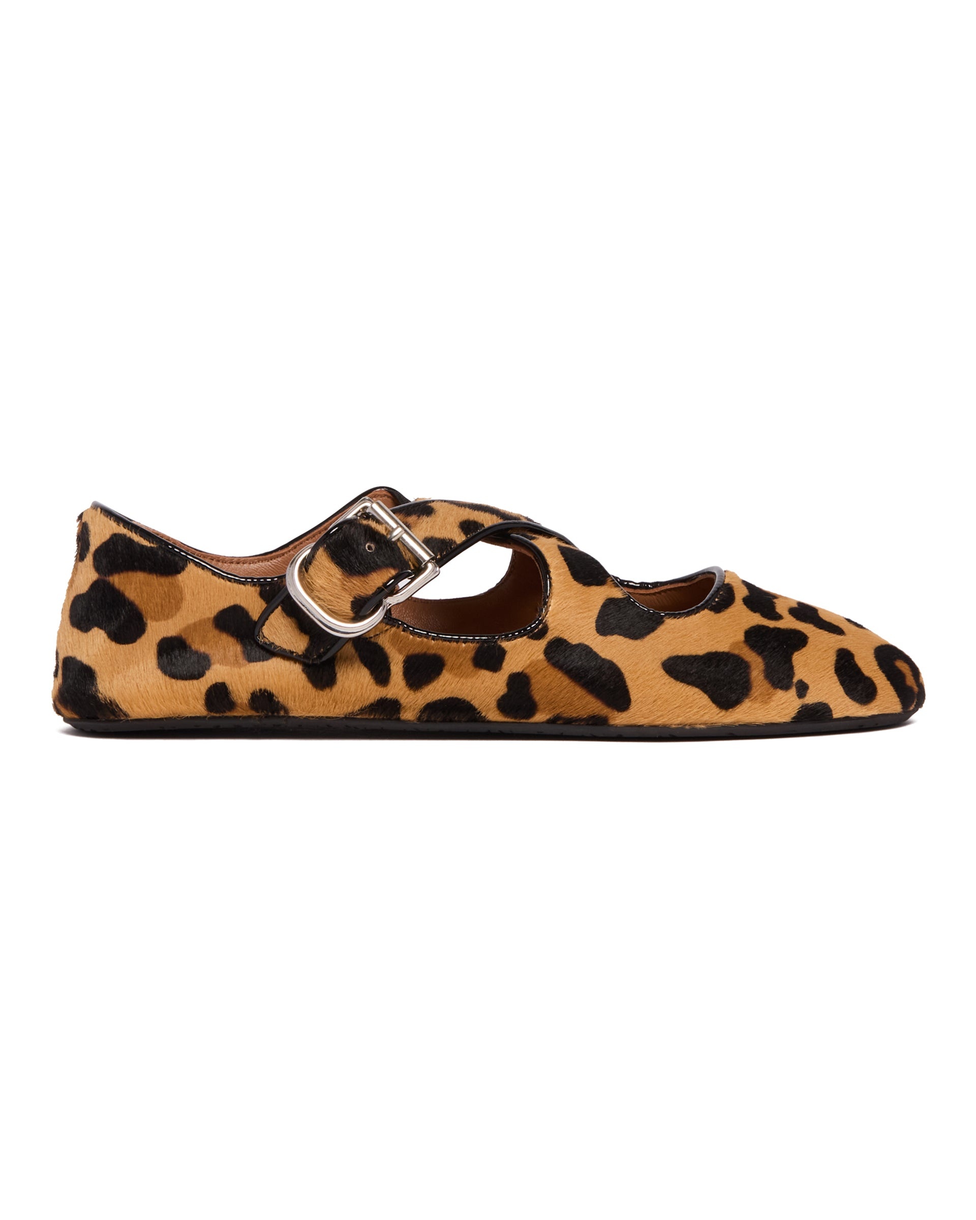 Multicolor Leopard Print Crossed Flat Ballerinas - 2