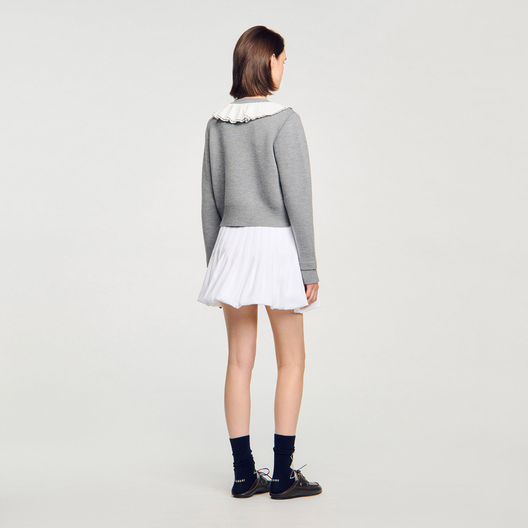 CARDIGAN WITH CONTRAST COLLAR - 5