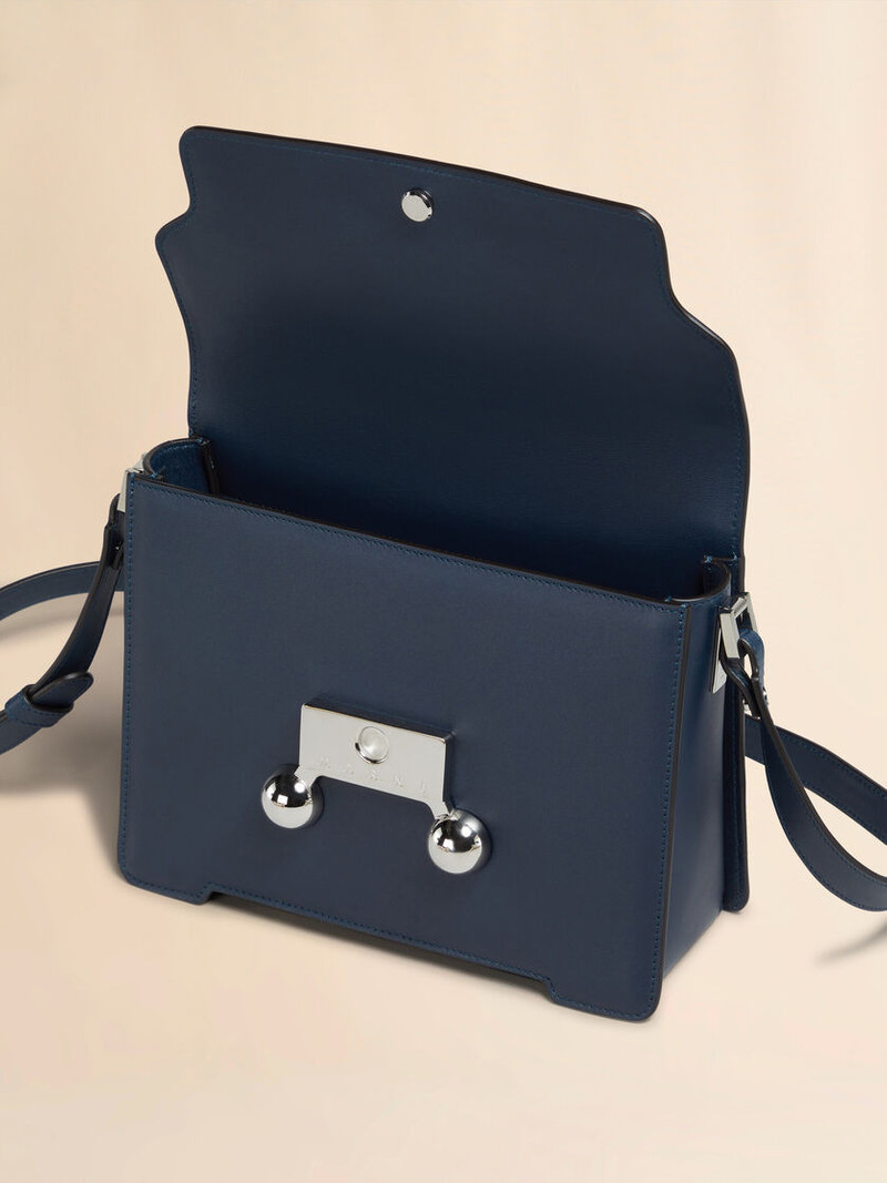 DEEP BLUE LEATHER TRUNKAROO MEDIUM SHOULDER BAG 4