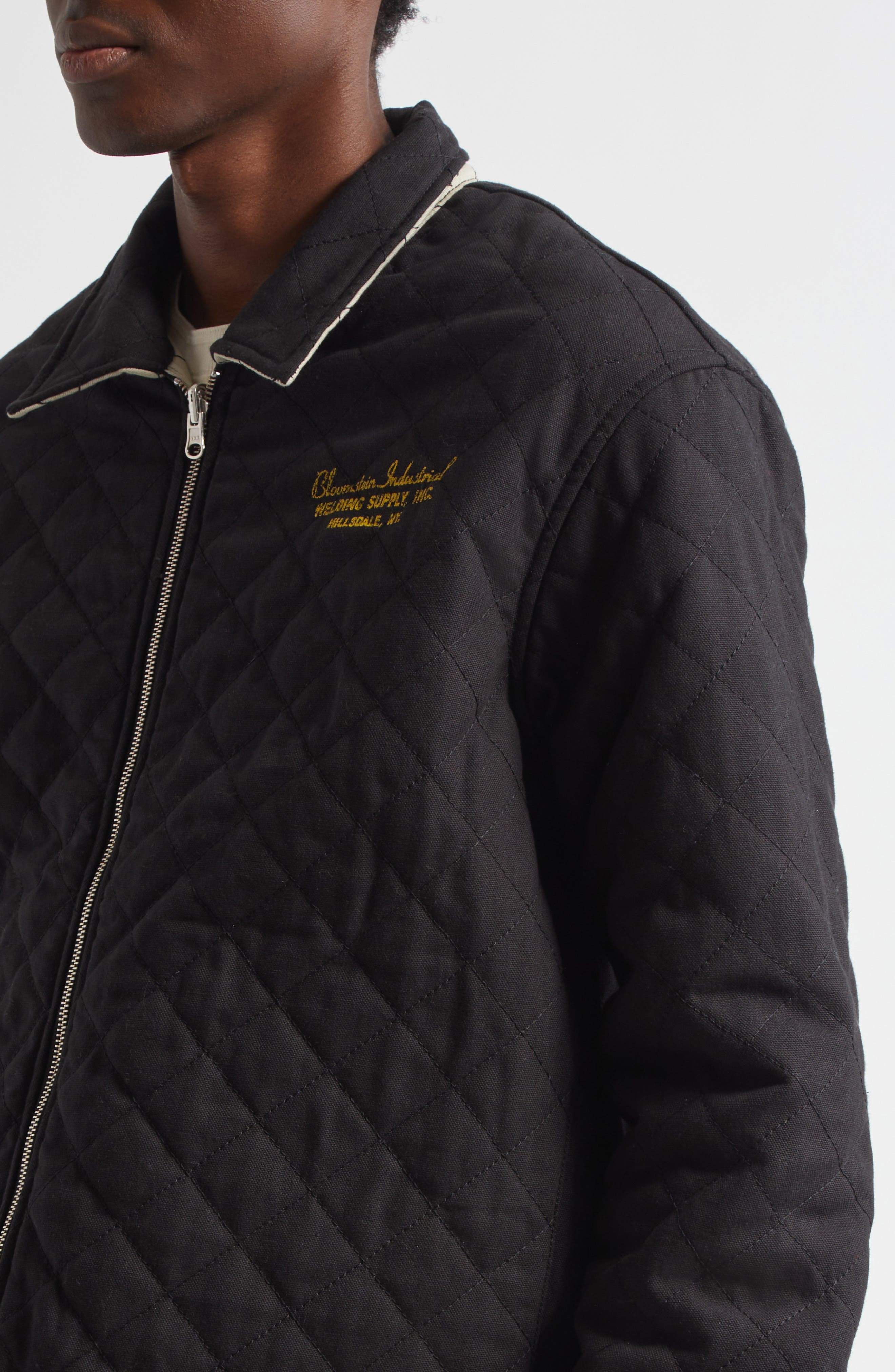Bode Bloomstein Quilted Reversible Jacket in Black Yellow at Nordstrom - 4