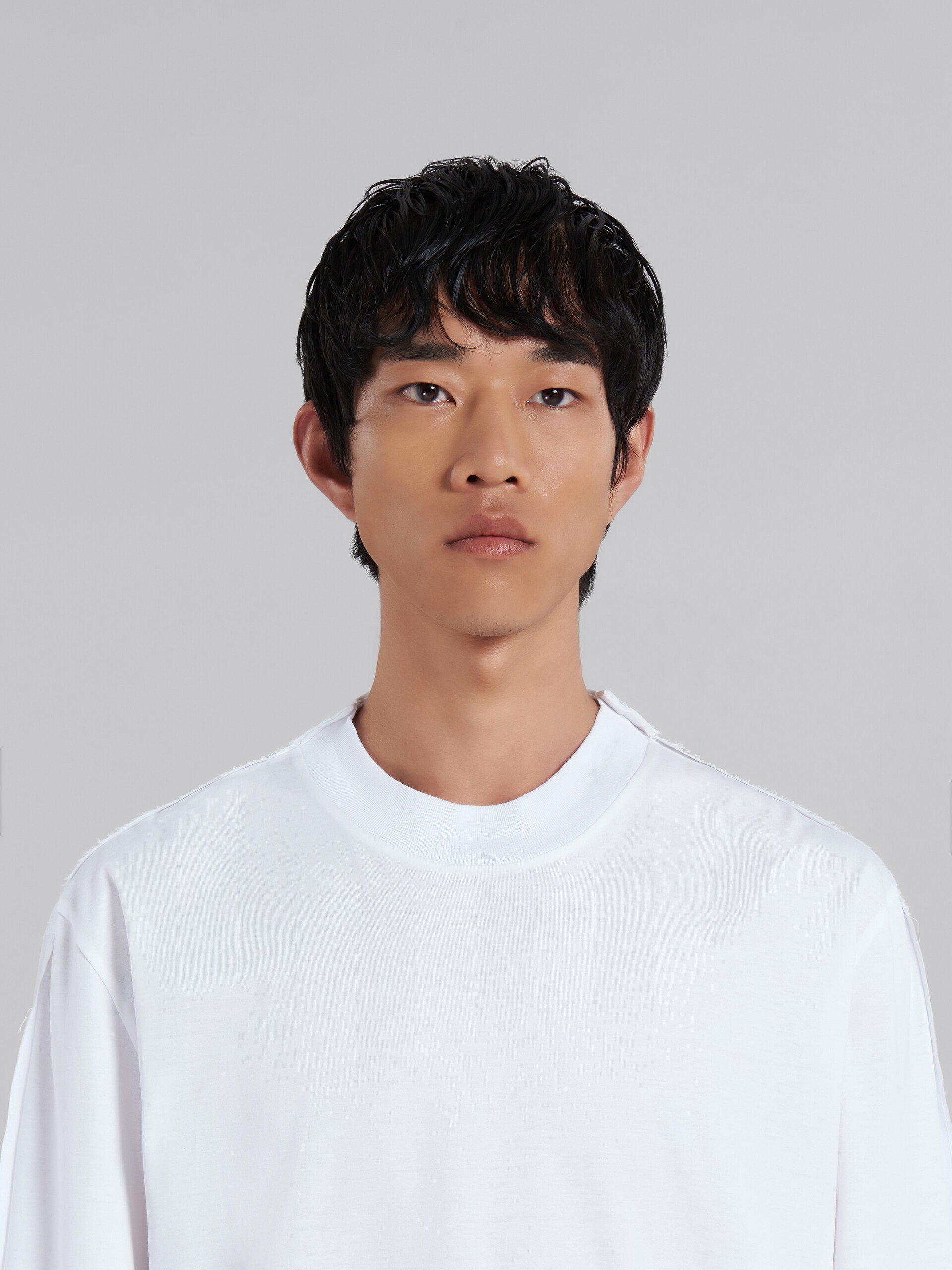 WHITE BIO COTTON LONG-SLEEVED T-SHIRT WITH BACK YOKE - 4
