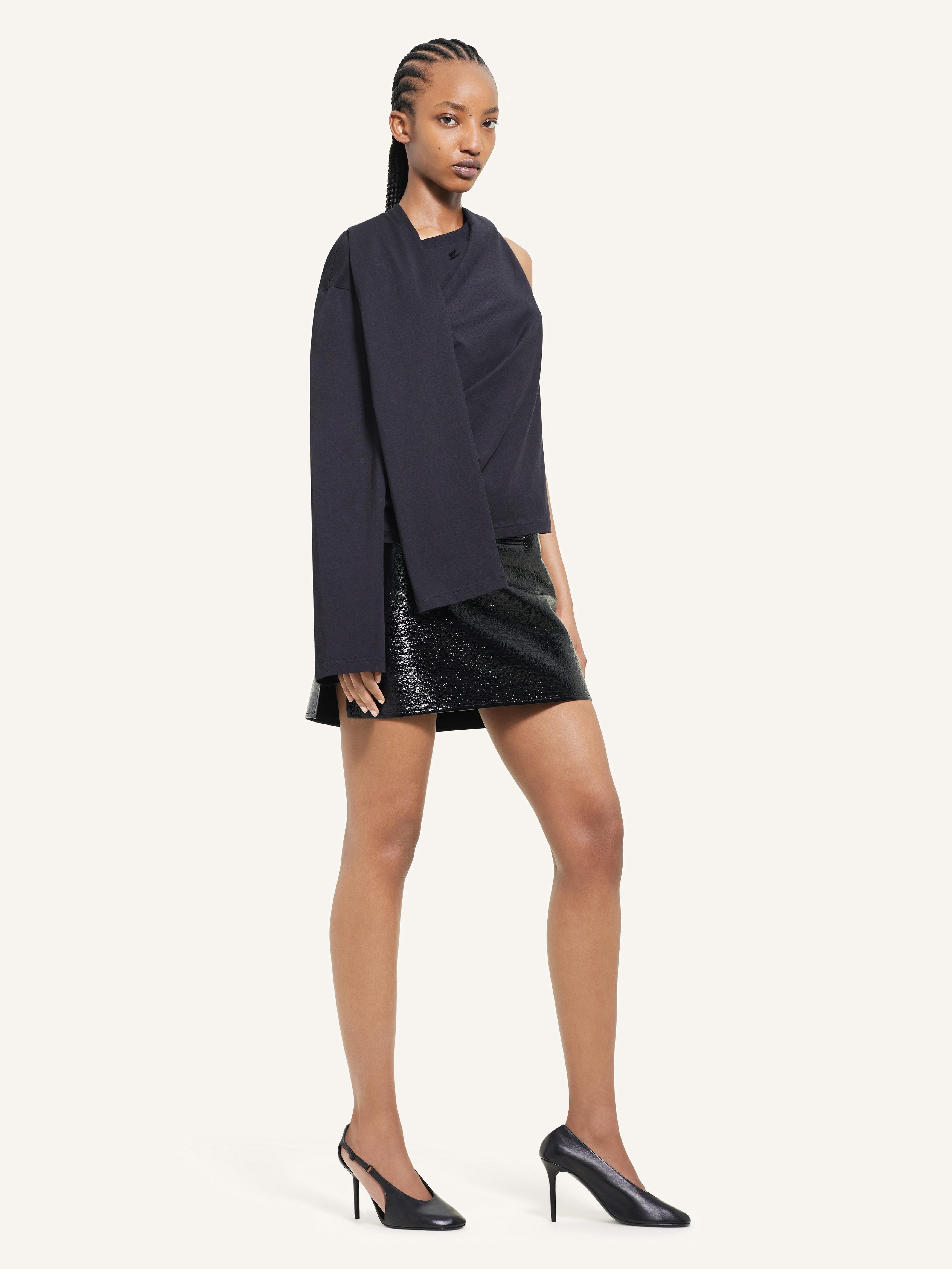 OBLIQUE VINYL MINI SKIRT - 3