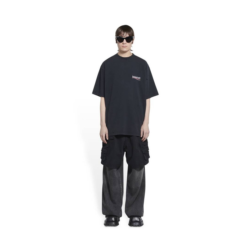 BALENCIAGA Men's Political Campaign T-shirt Large Fit in Black outlook