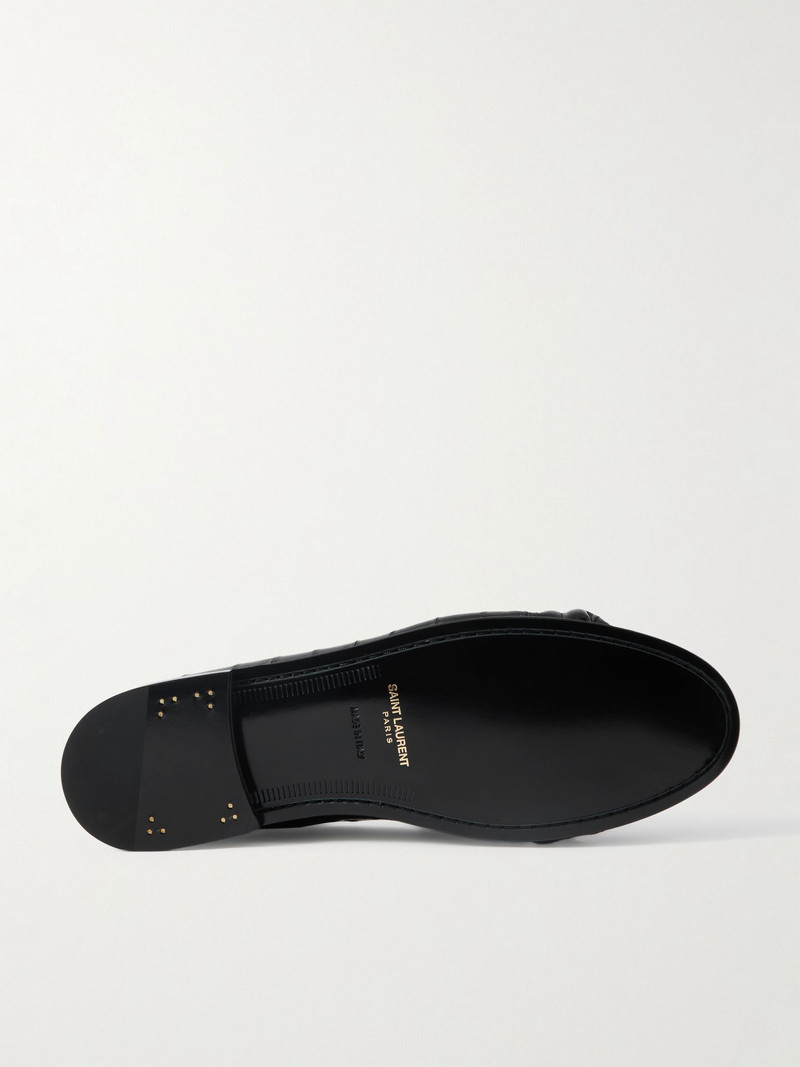 SAINT LAURENT Le Loafer Monogram Logo-Appliquéd Eel Penny Loafers Black outlook