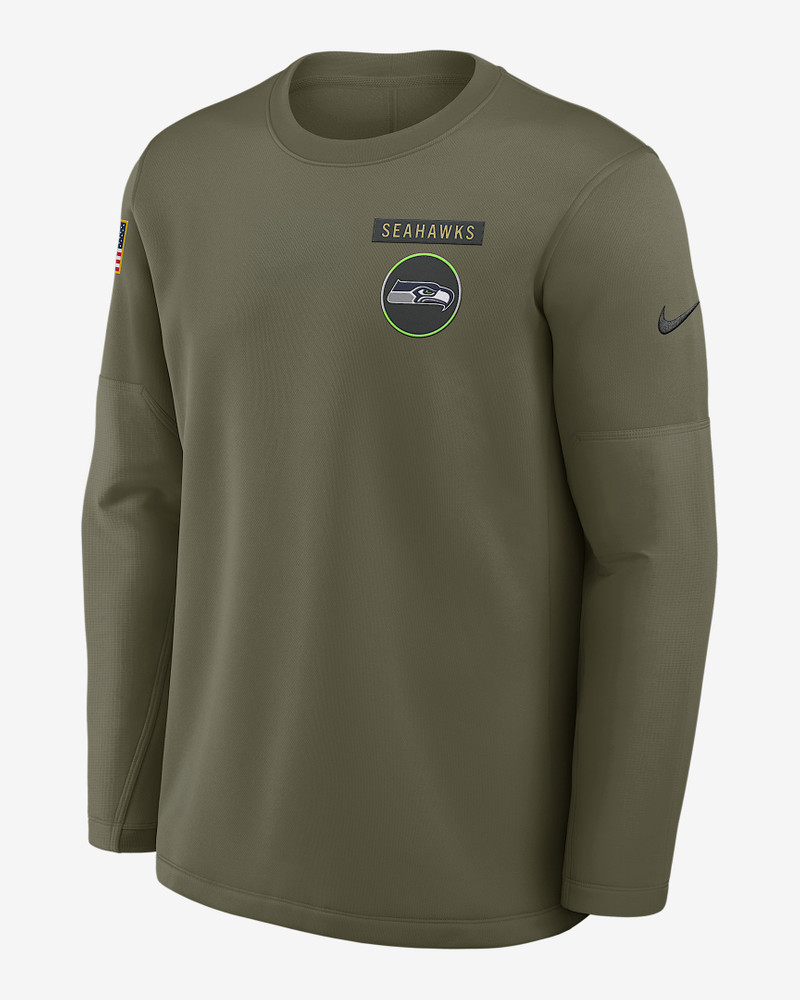 Seattle Seahawks Salute to Service Sideline Triumphant Win Coach Men's Nike NFL Pullover Crew 1