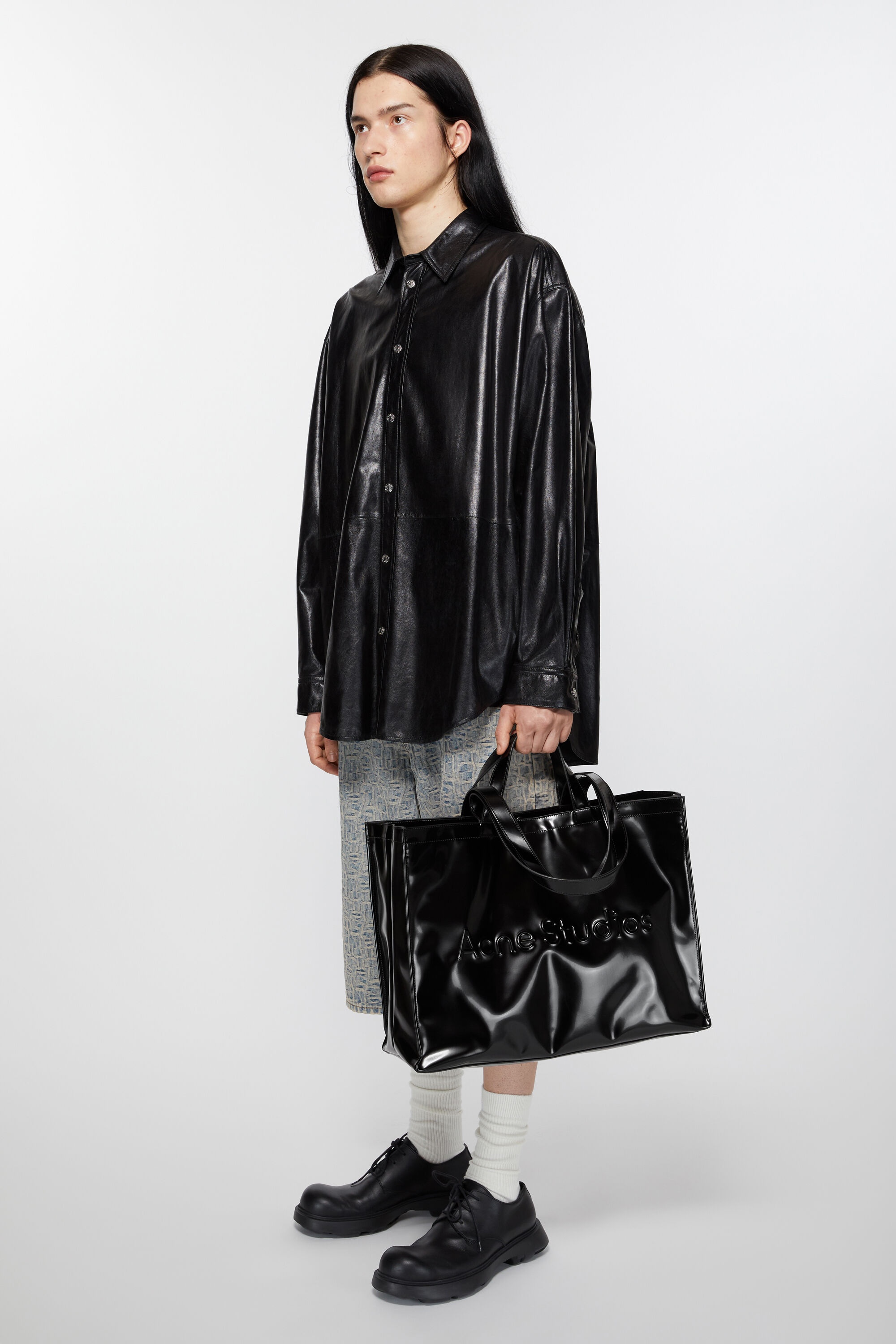Logo shoulder tote bag - Black - 3