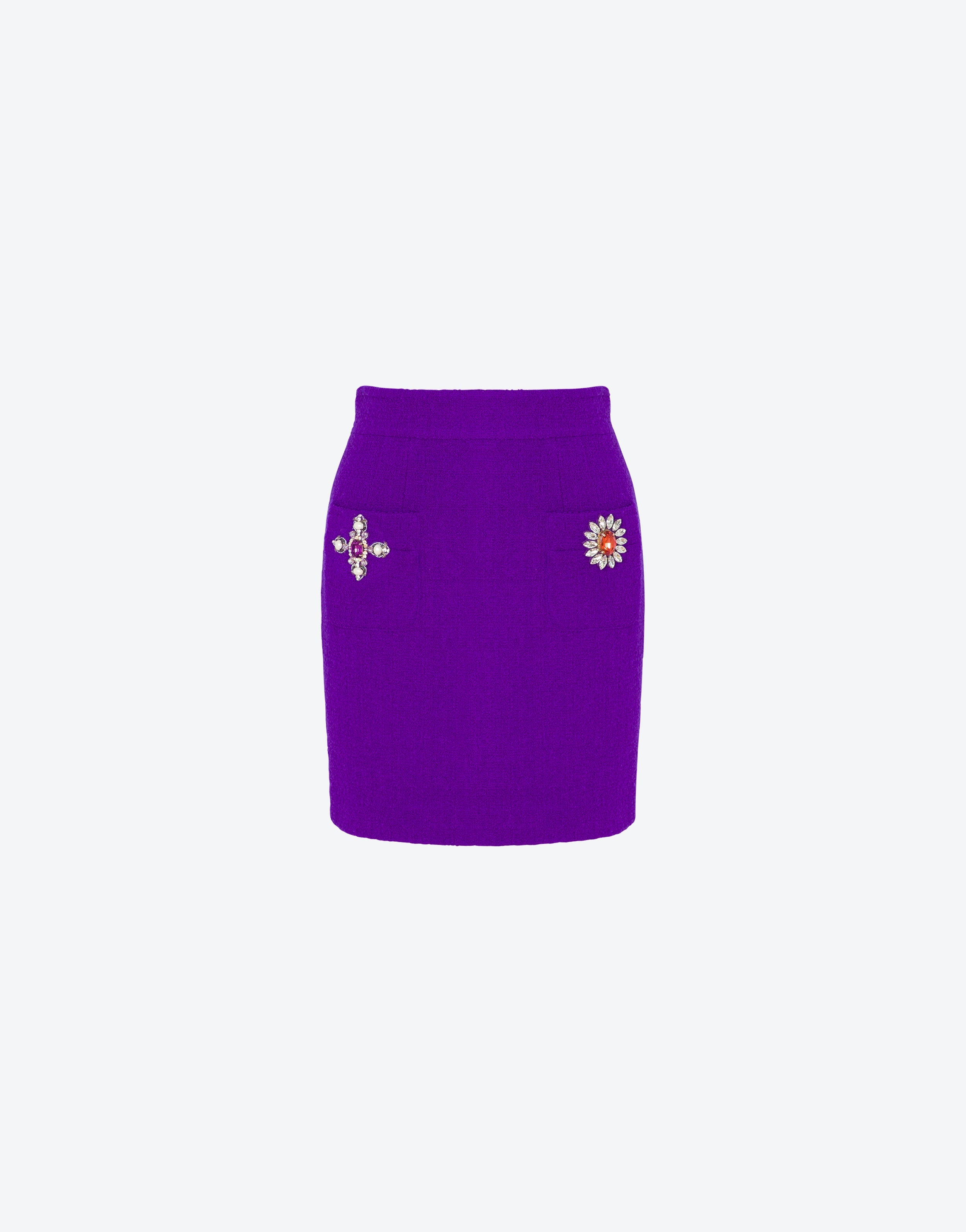 JEWEL BUTTONS BOUCLÉ MINISKIRT - 1