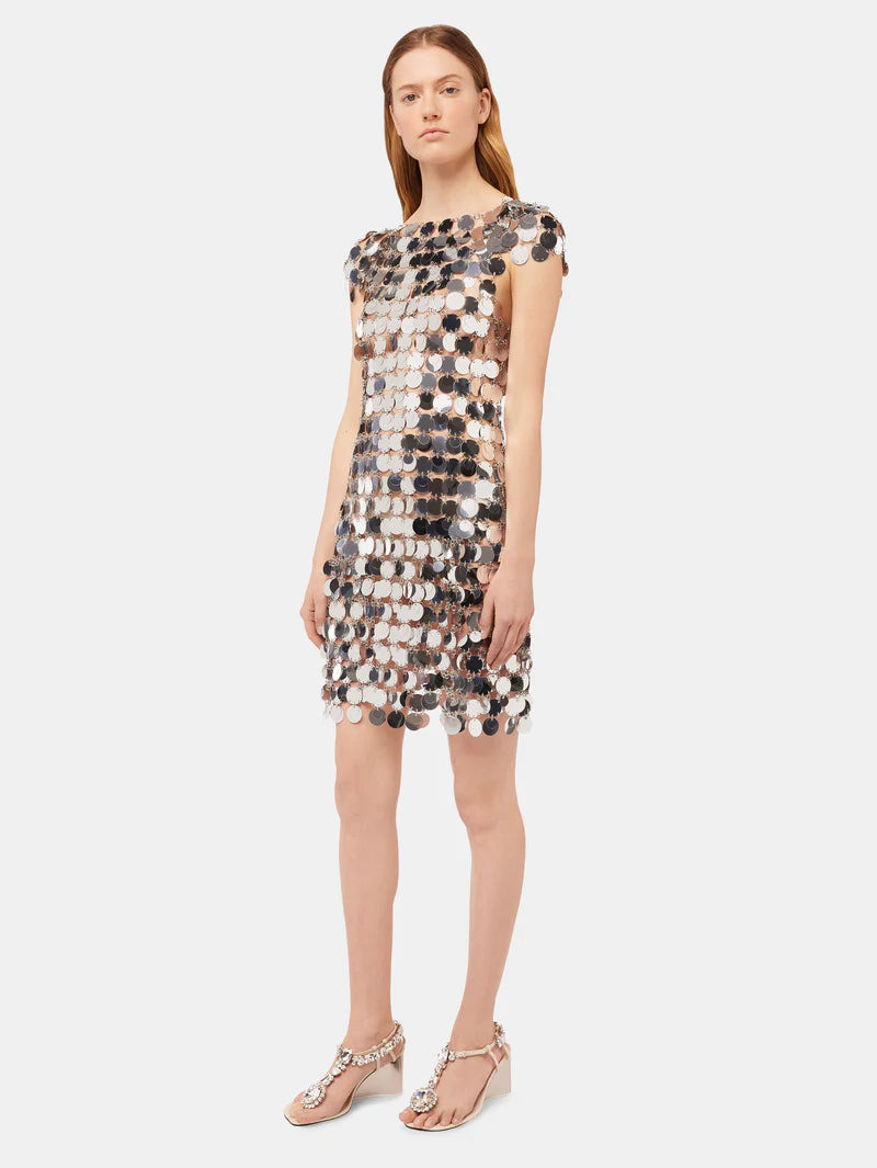 rabanne THE ICONIC SILVER SPARKLE DISCS DRESS outlook