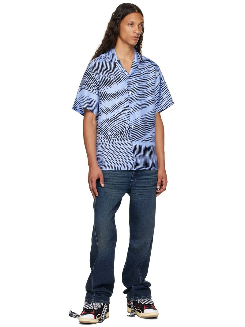 Lanvin Blue & Black Silk Shirt outlook