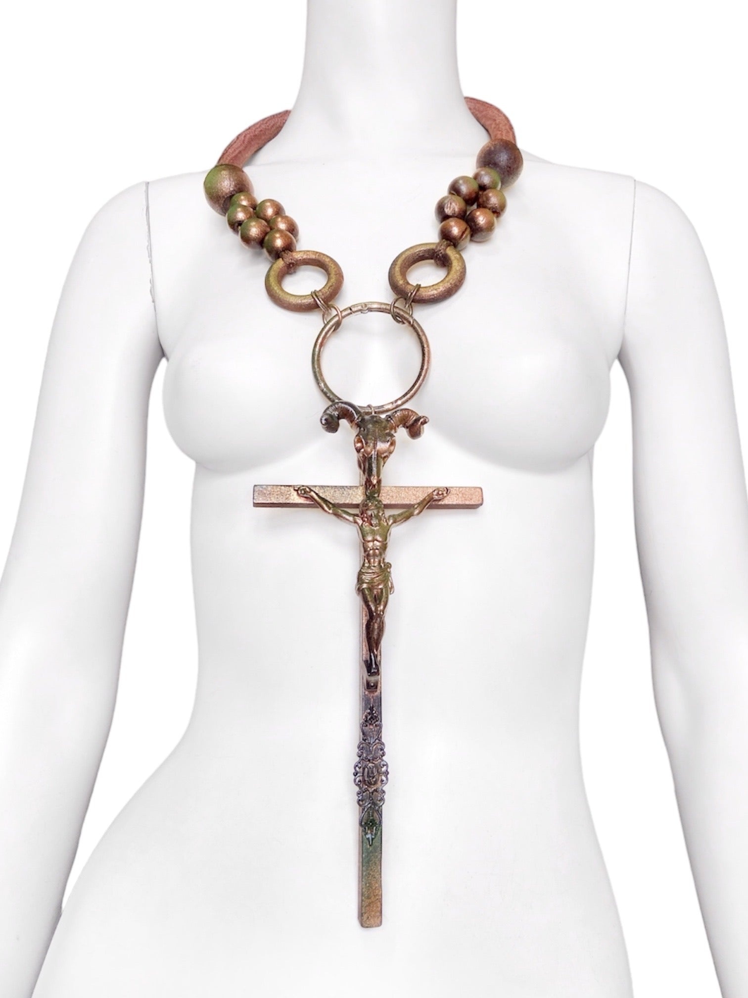 Jean Paul Gaultier Jean Paul Gaultier 90S Sample 1/1 XXL Crucifix Cross  Skull Giant Beaded Rings Necklace | dusty.archive | REVERSIBLE