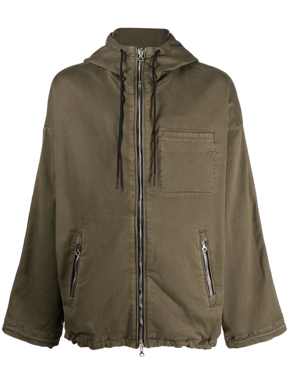 logo-embroidered hooded jacket - 1