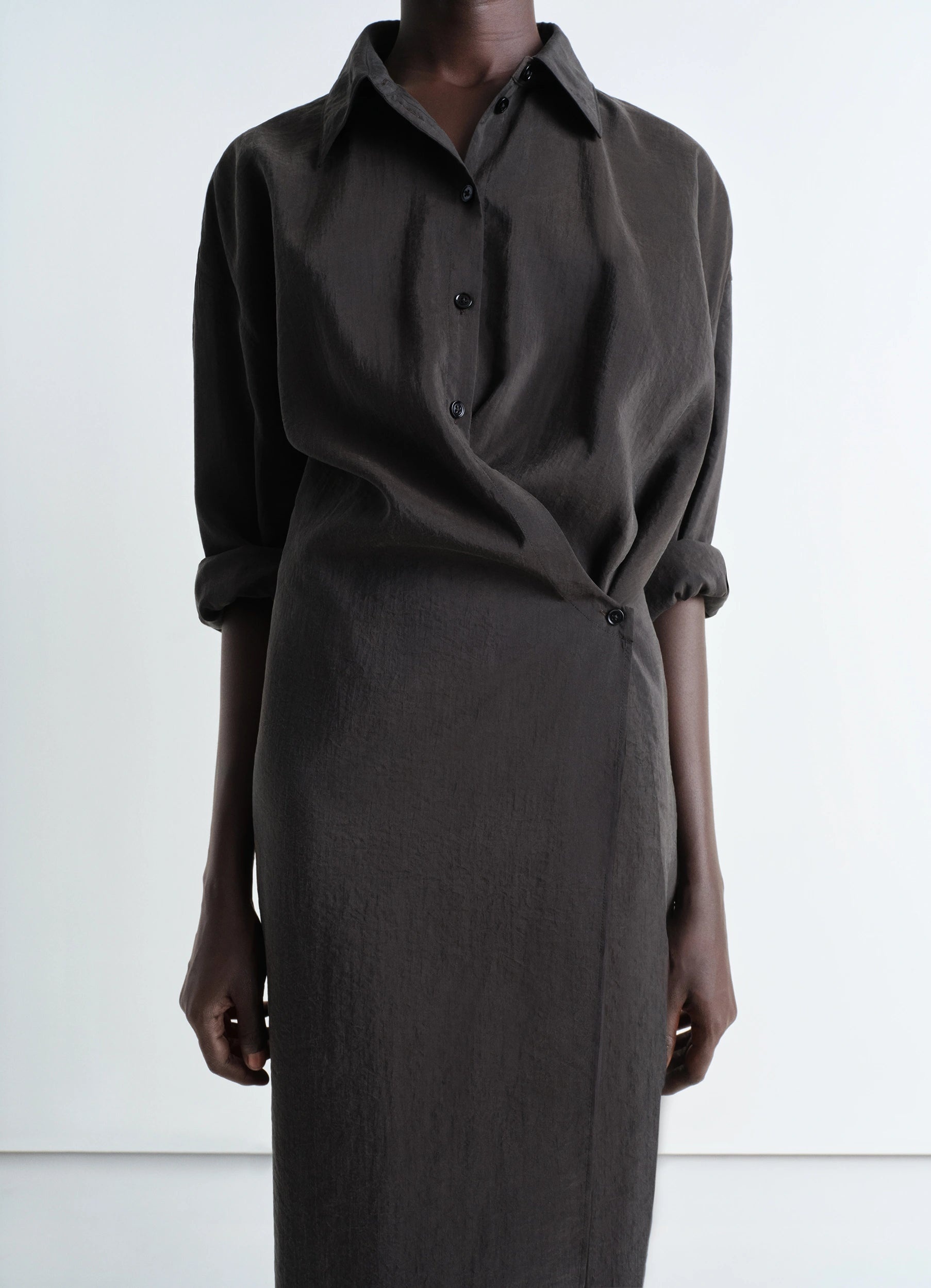 STRAIGHT COLLAR TWISTED DRESS - 3