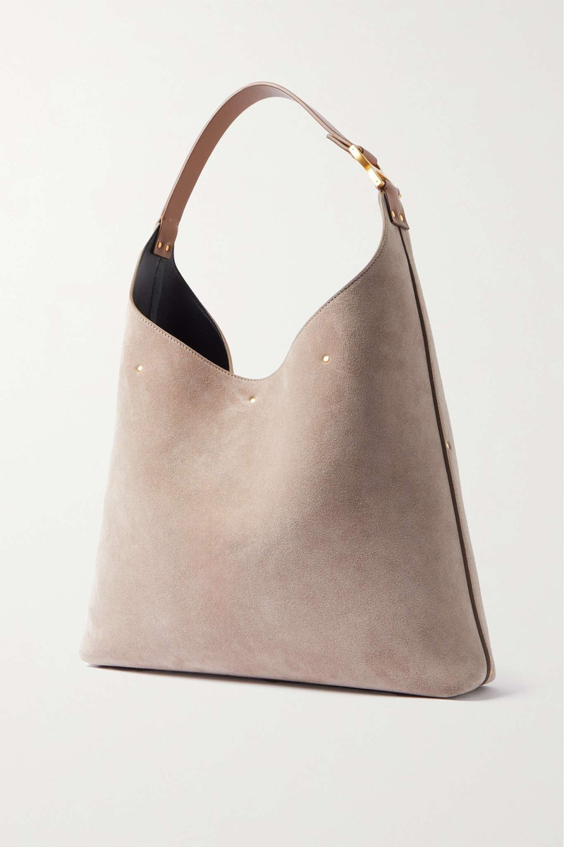 Marcie leather-trimmed suede shoulder bag 3