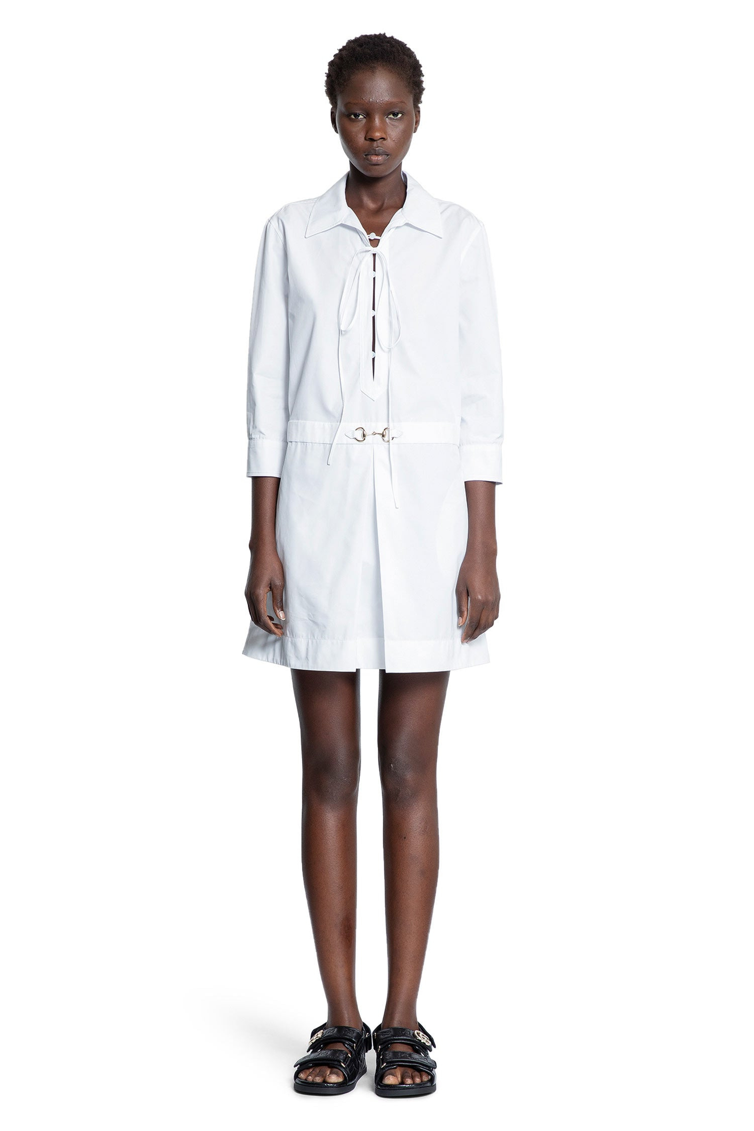 Cotton-Poplin-Horsebit-Shirt-Dress - 2