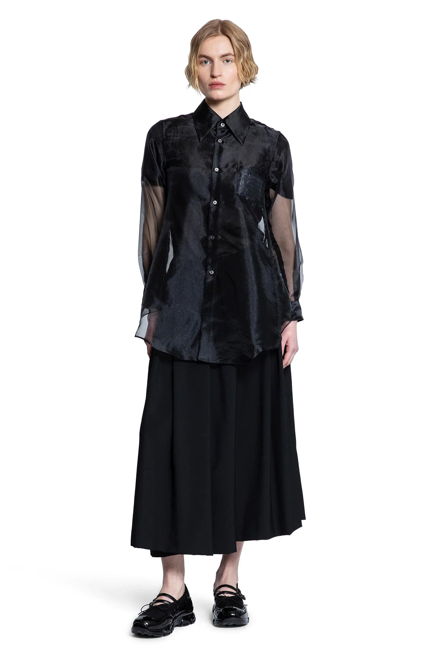 Asymmetric-Nylon-Mesh-T-Shirt - 4