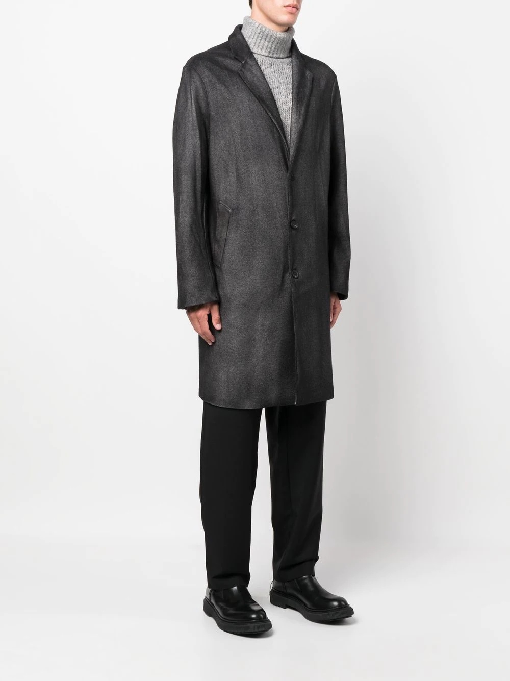 painted-effect merino-wool overcoat - 3