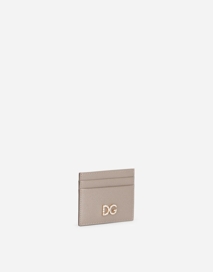 Dauphine calfskin card holder with rhinestone-detailed DG logo - 2