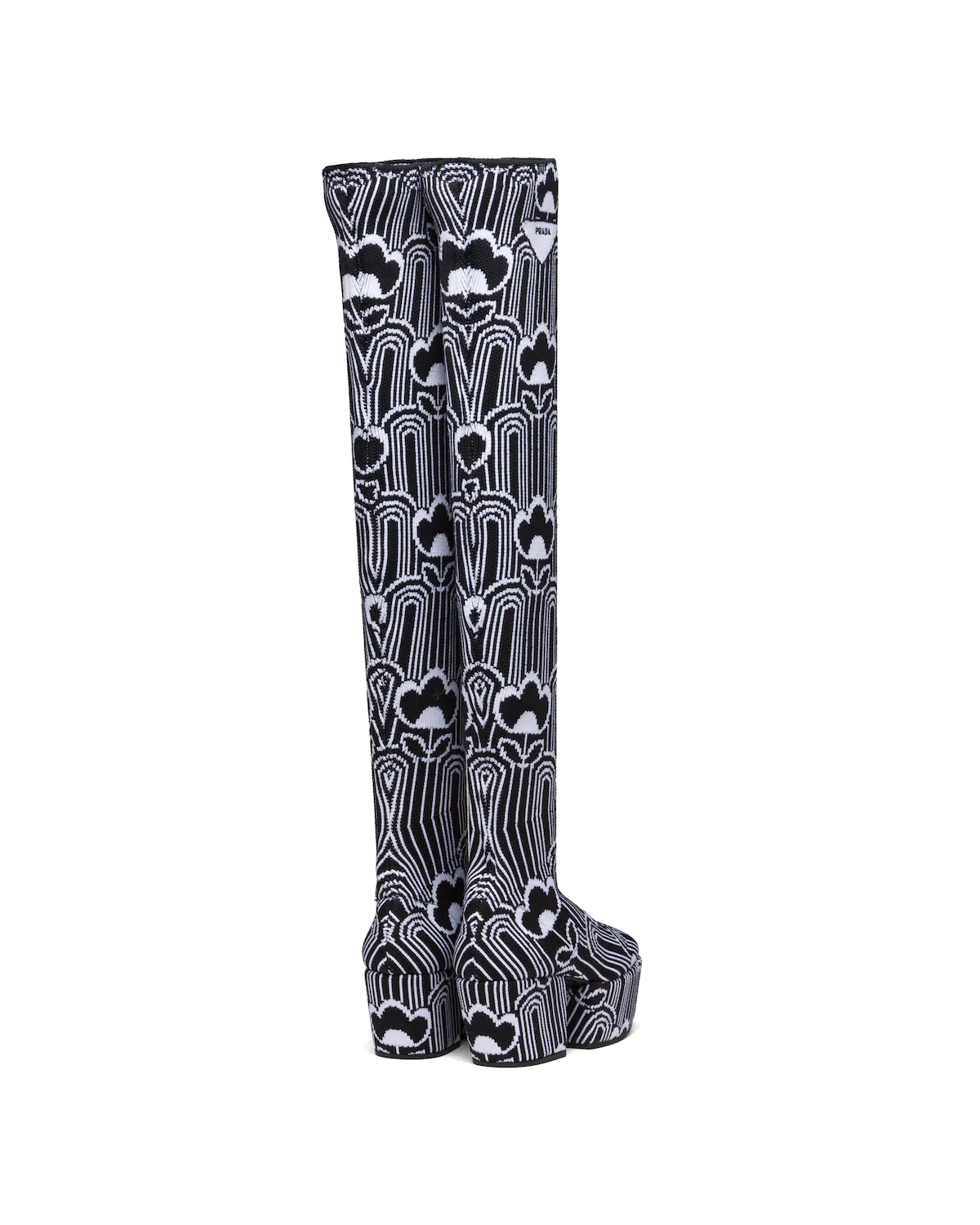 Jacquard knit over-the-knee platform boots - 3