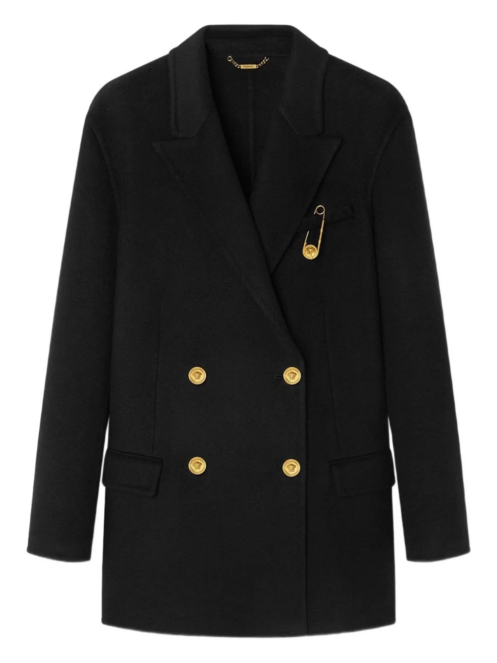 safety-pin double-breasted coat - 1
