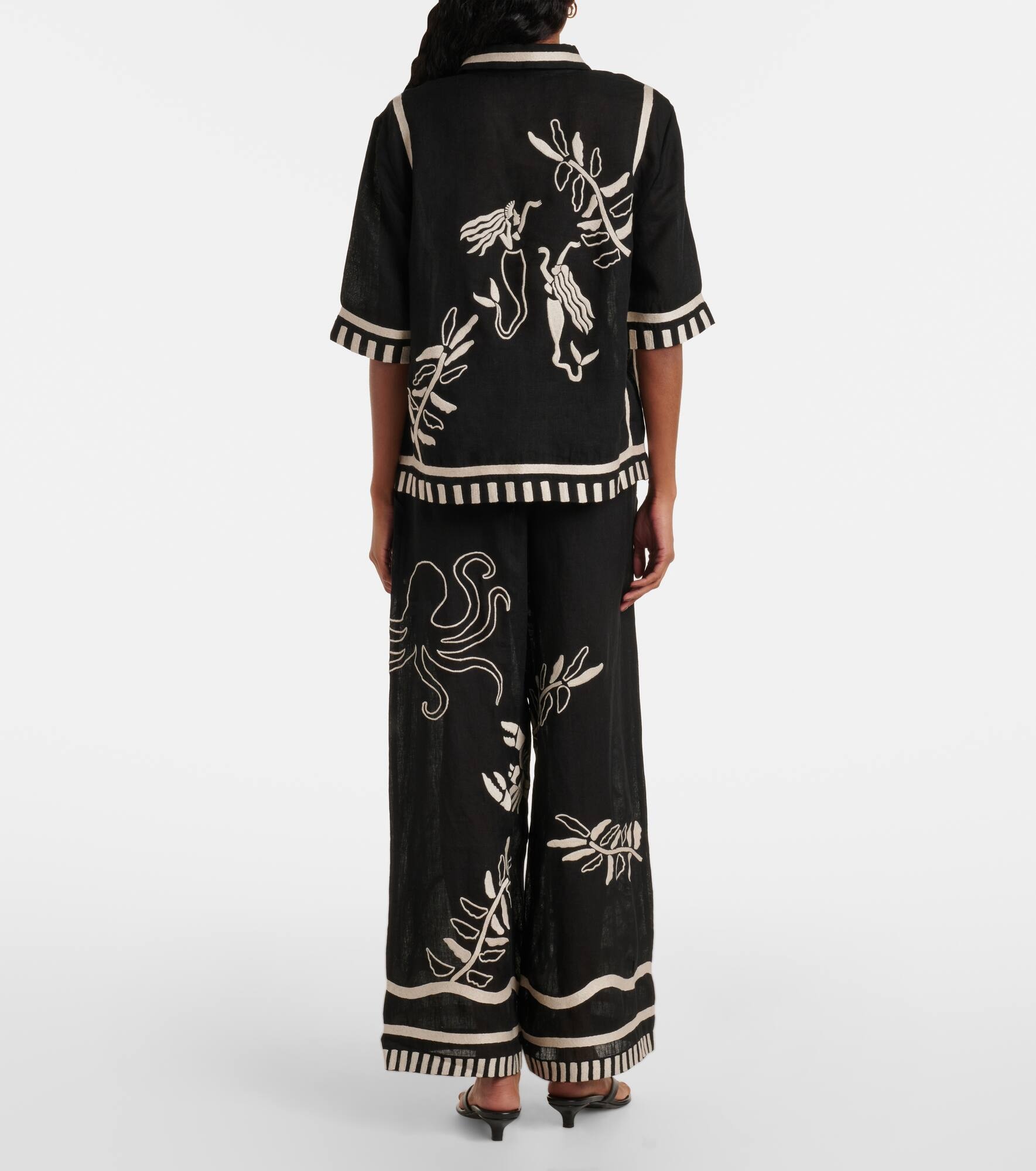 Crab embroidered linen shirt - 3