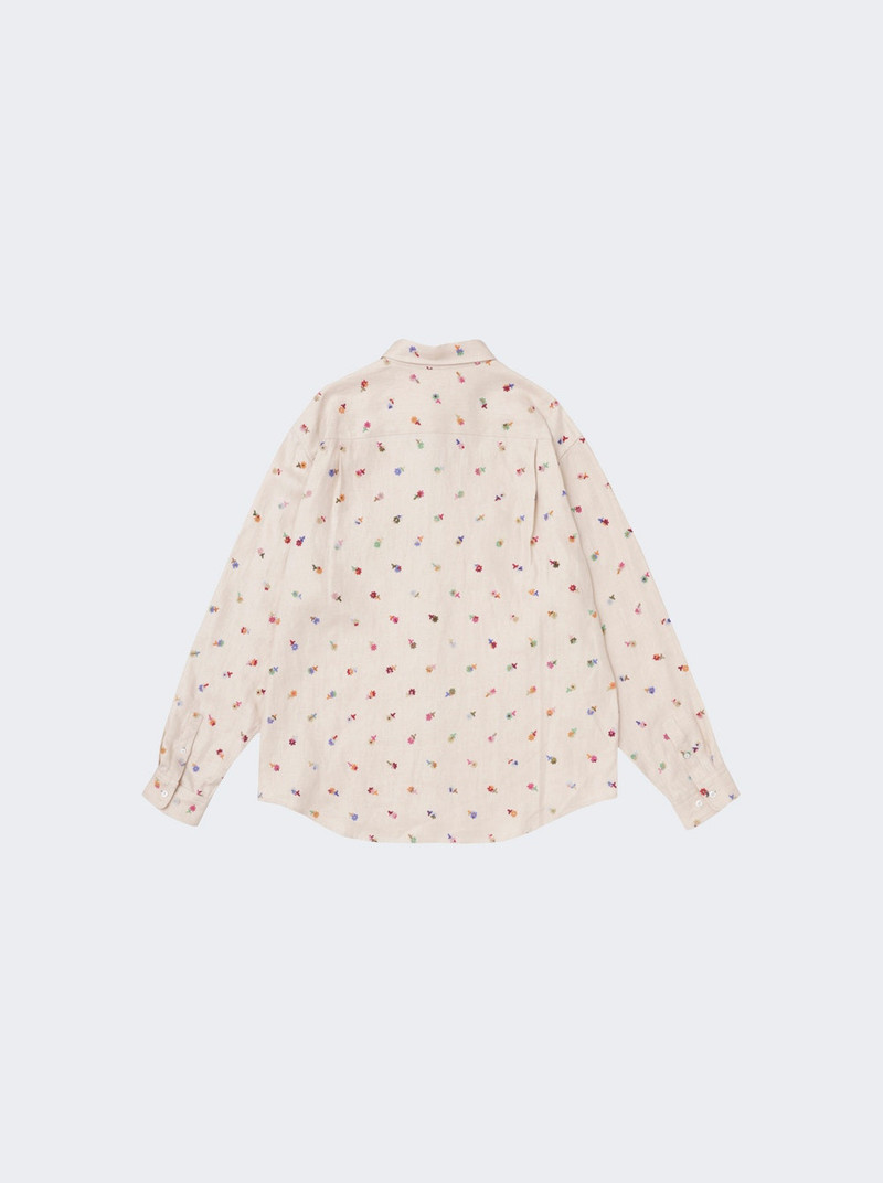 vowels Floral Embroidered Overshirt Cream outlook