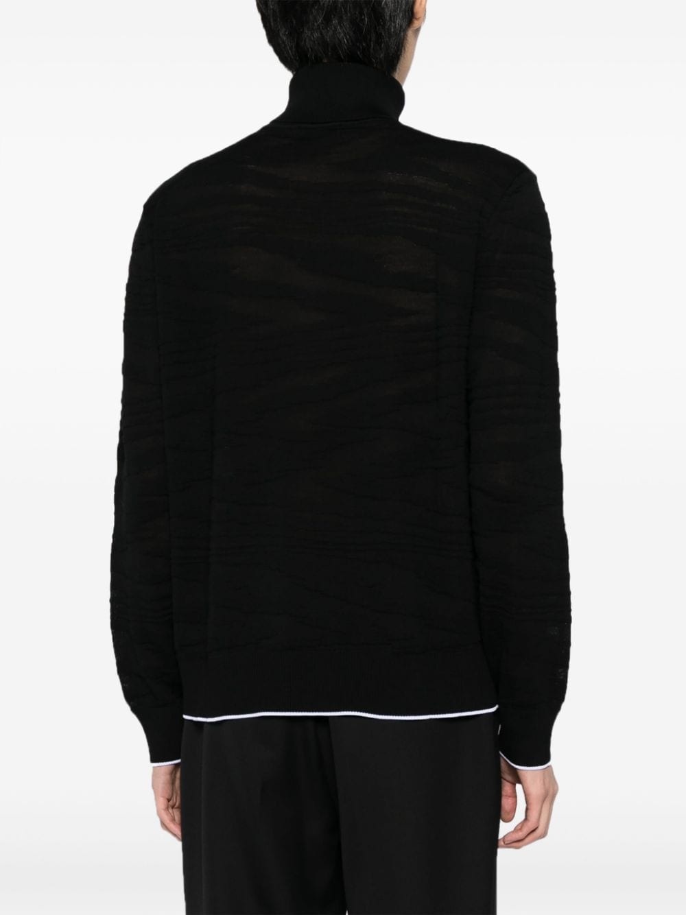 contrast-trim roll-neck jumper - 4