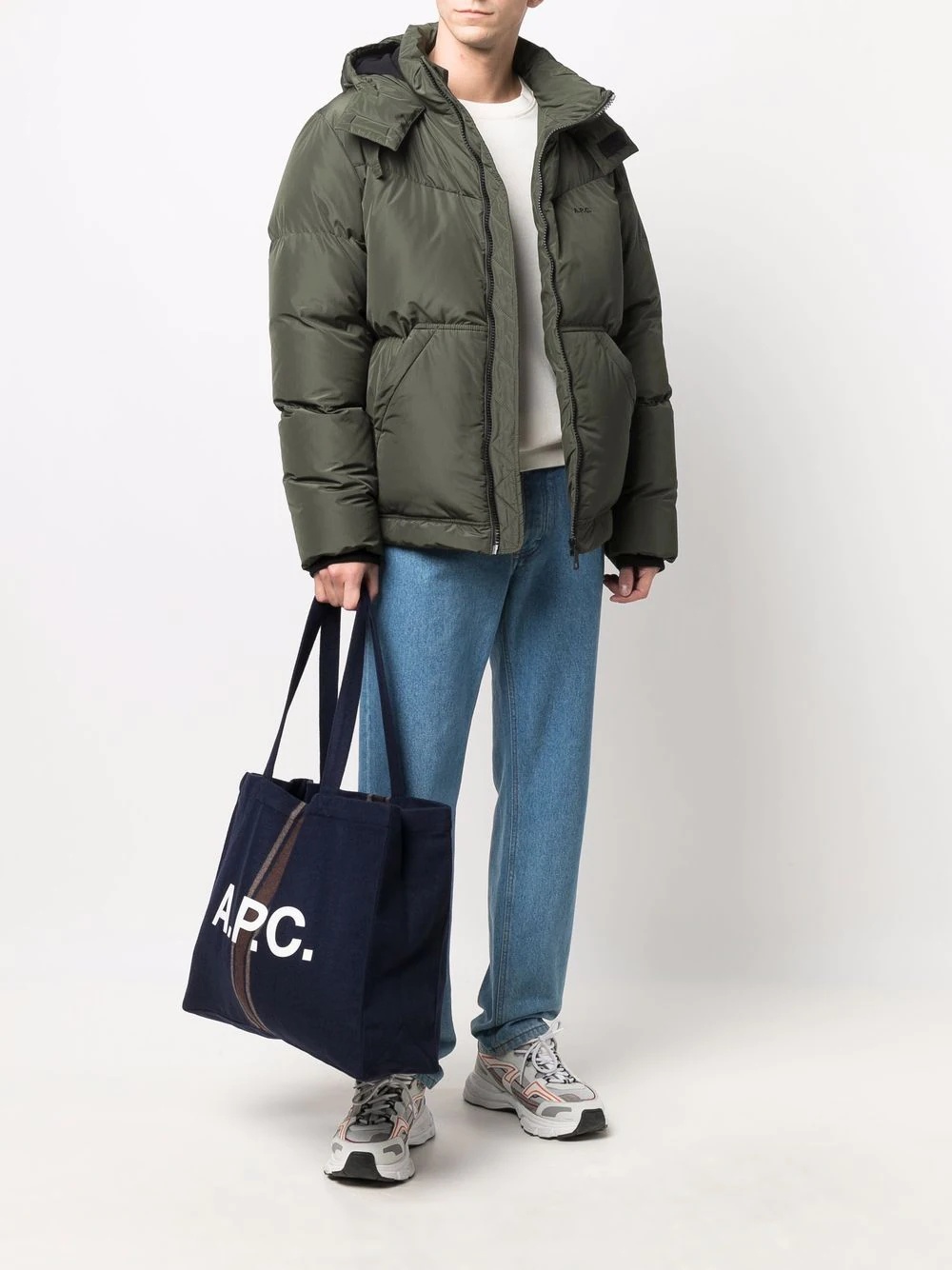 logo-print feather-down jacket - 2