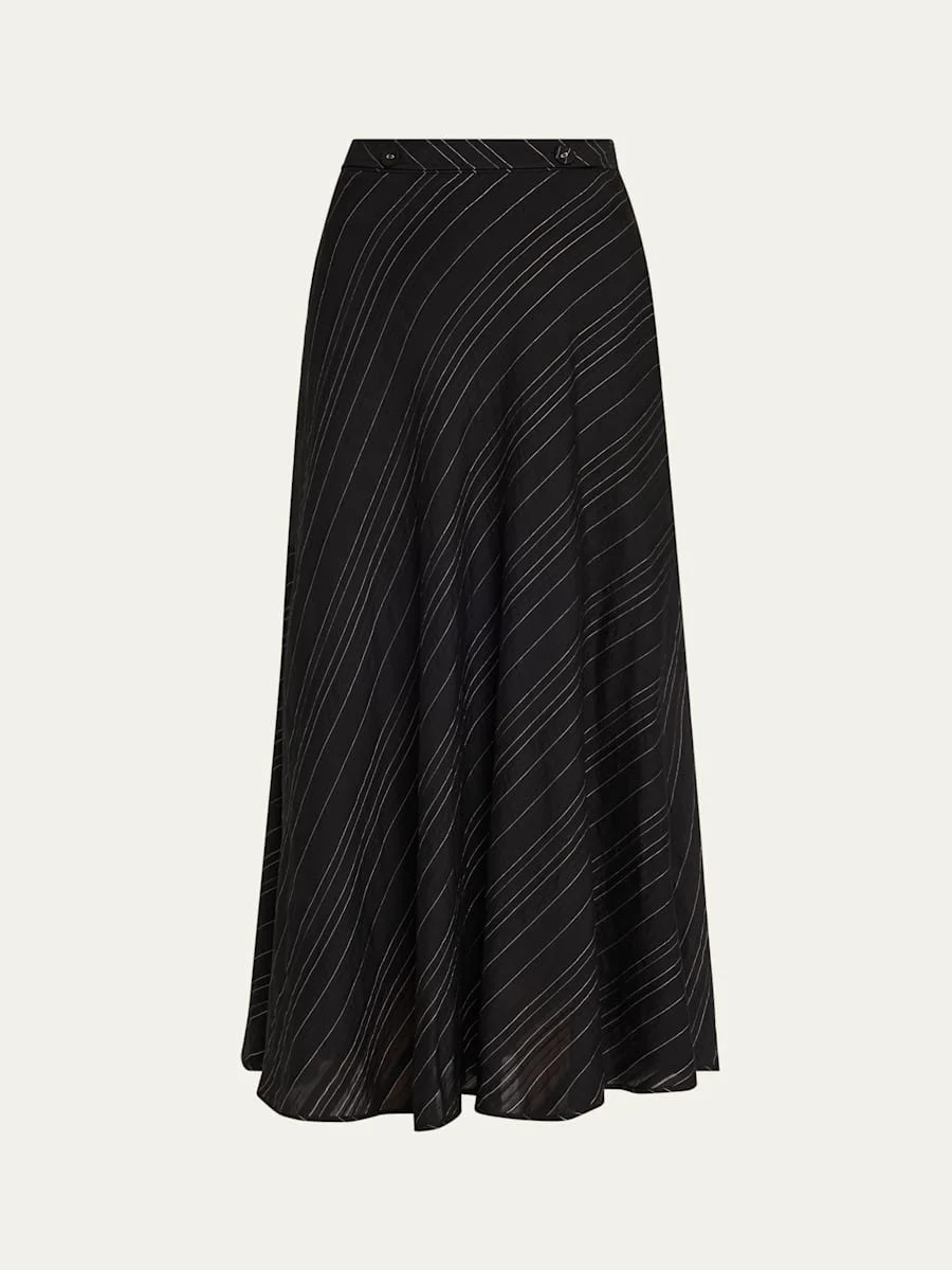 Kaia Woven Stripe Midi Skirt - 1